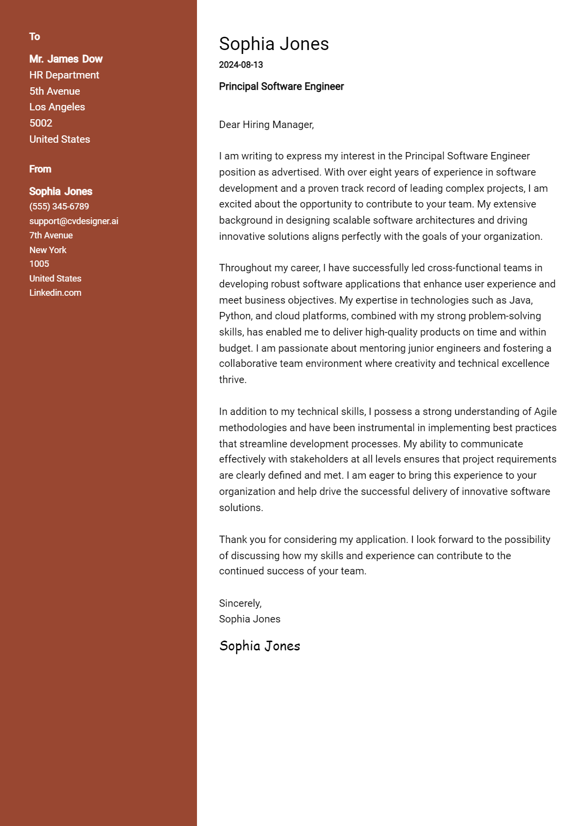 Principal Software Engineer Cover Letter Examples and Templates for 2026 Preview