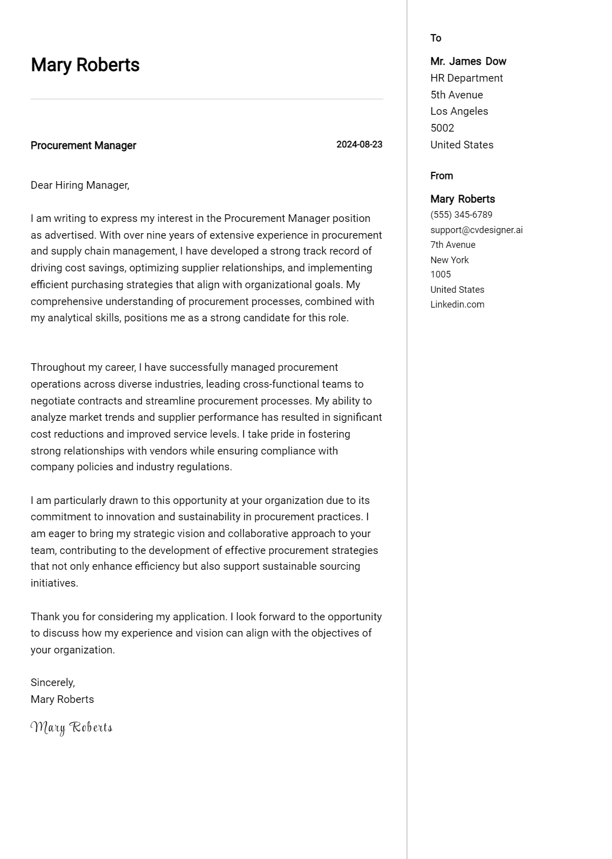 Procurement Manager Cover Letter Example for 2026 (Complete Writing Guide) Preview