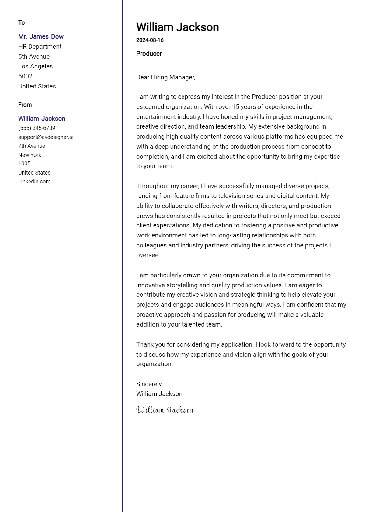 Producer Cover Letter Examples and Templates for 2026 Preview