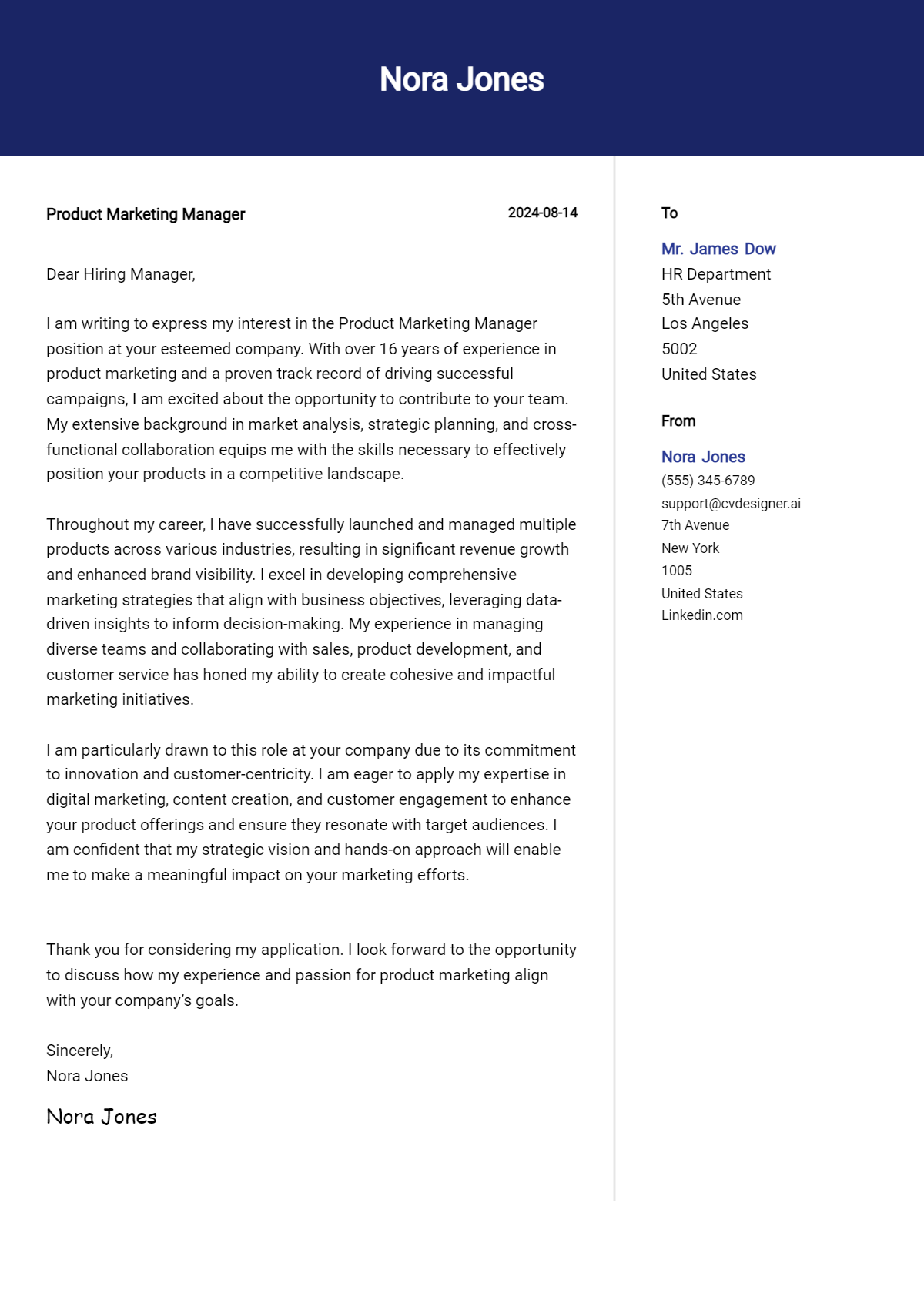 Product Marketing Manager Cover Letter Example for 2026 (Complete Writing Guide) Preview