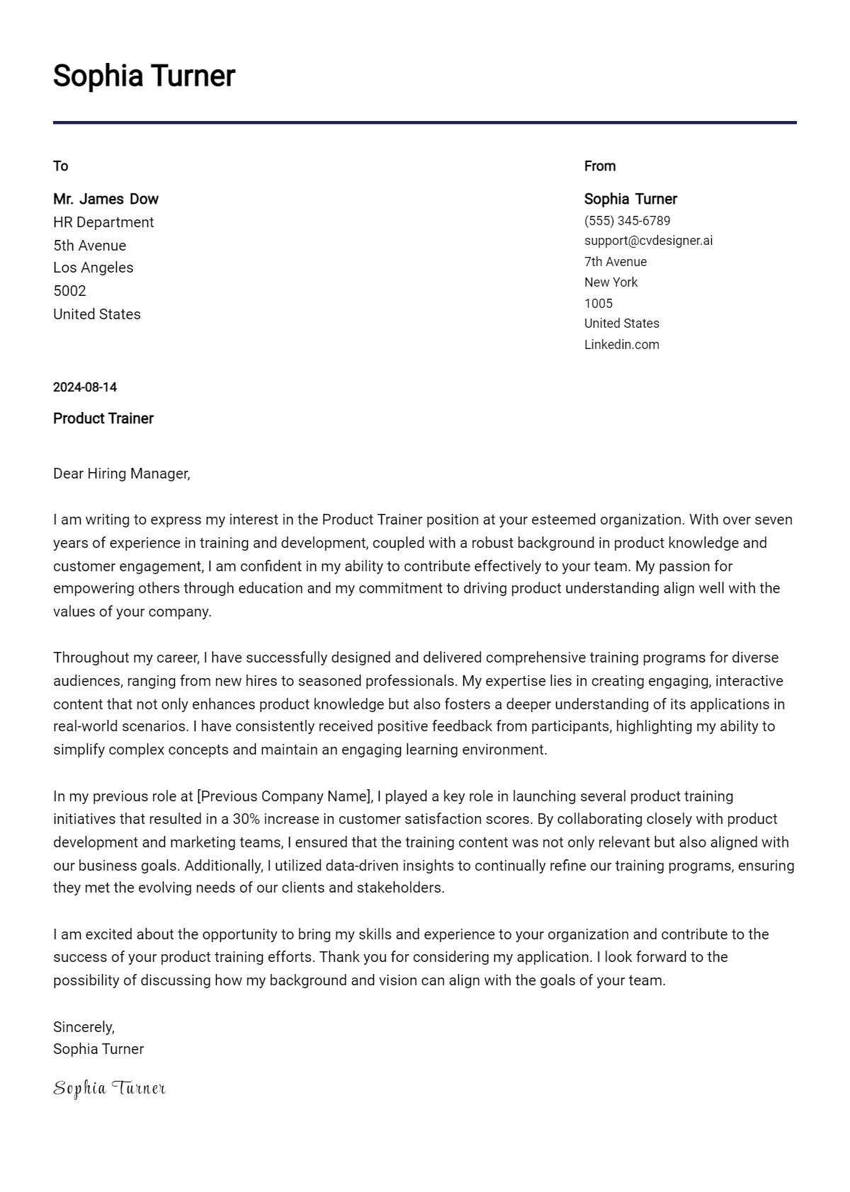10 Product Trainer Cover Letter Examples for 2026 (Writing Guide) Preview