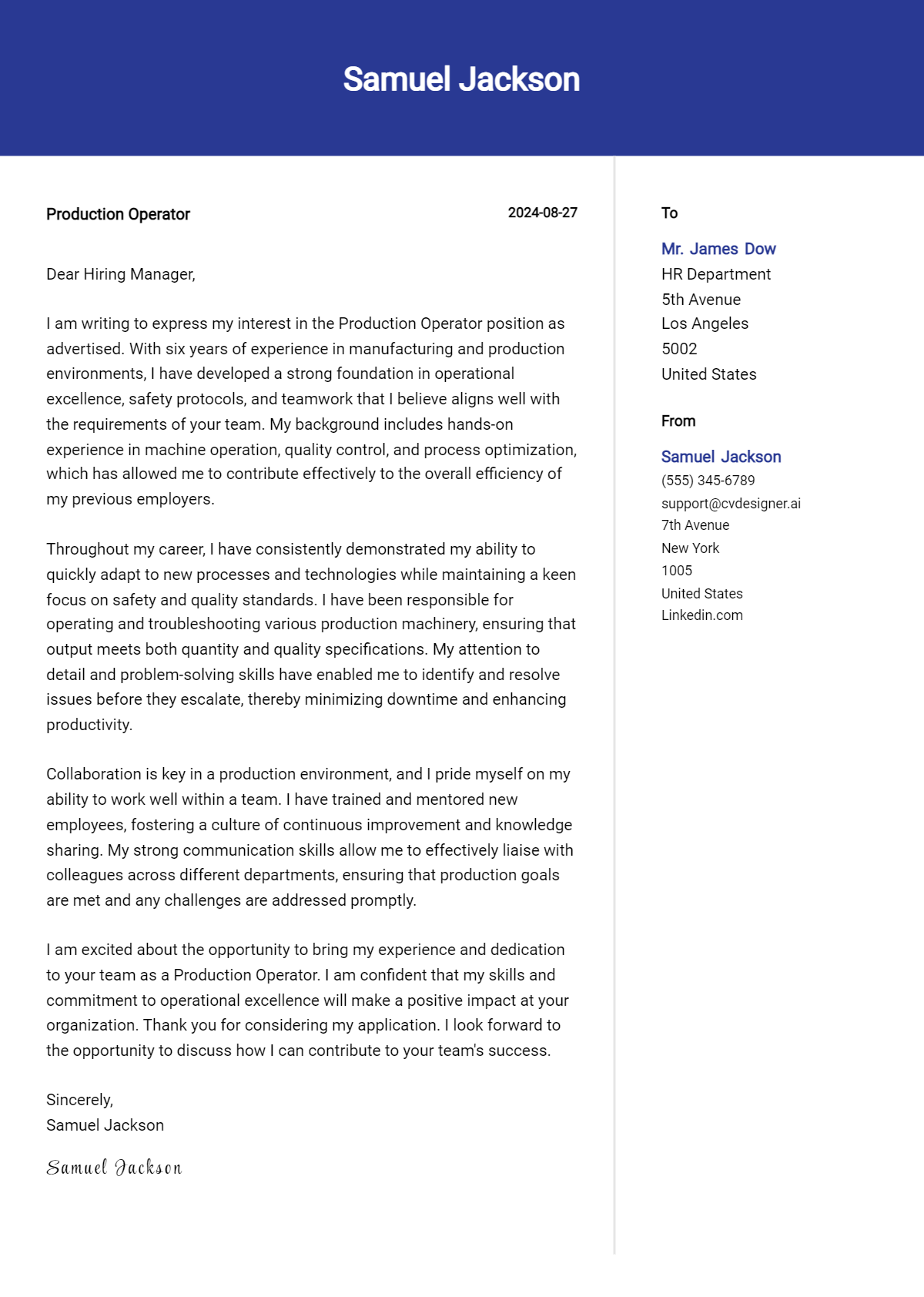 18 Production Operator Cover Letter Examples for 2026 (Download Templates) Preview