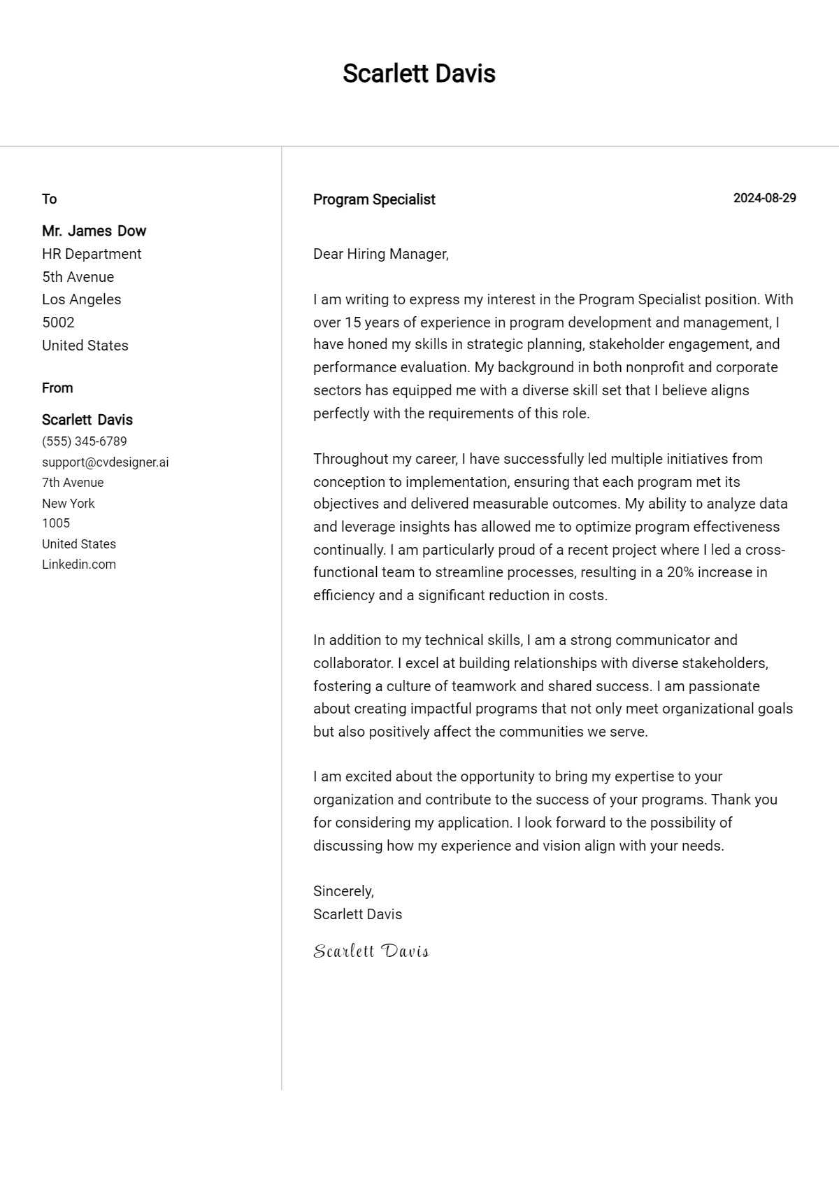 11 Program Specialist Cover Letter Examples with Writing Tips for 2026 Preview