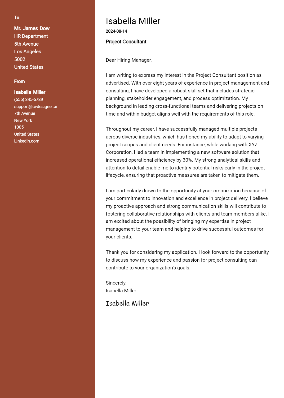 10 Project Consultant Cover Letter Example for 2026: Proven Tips Preview
