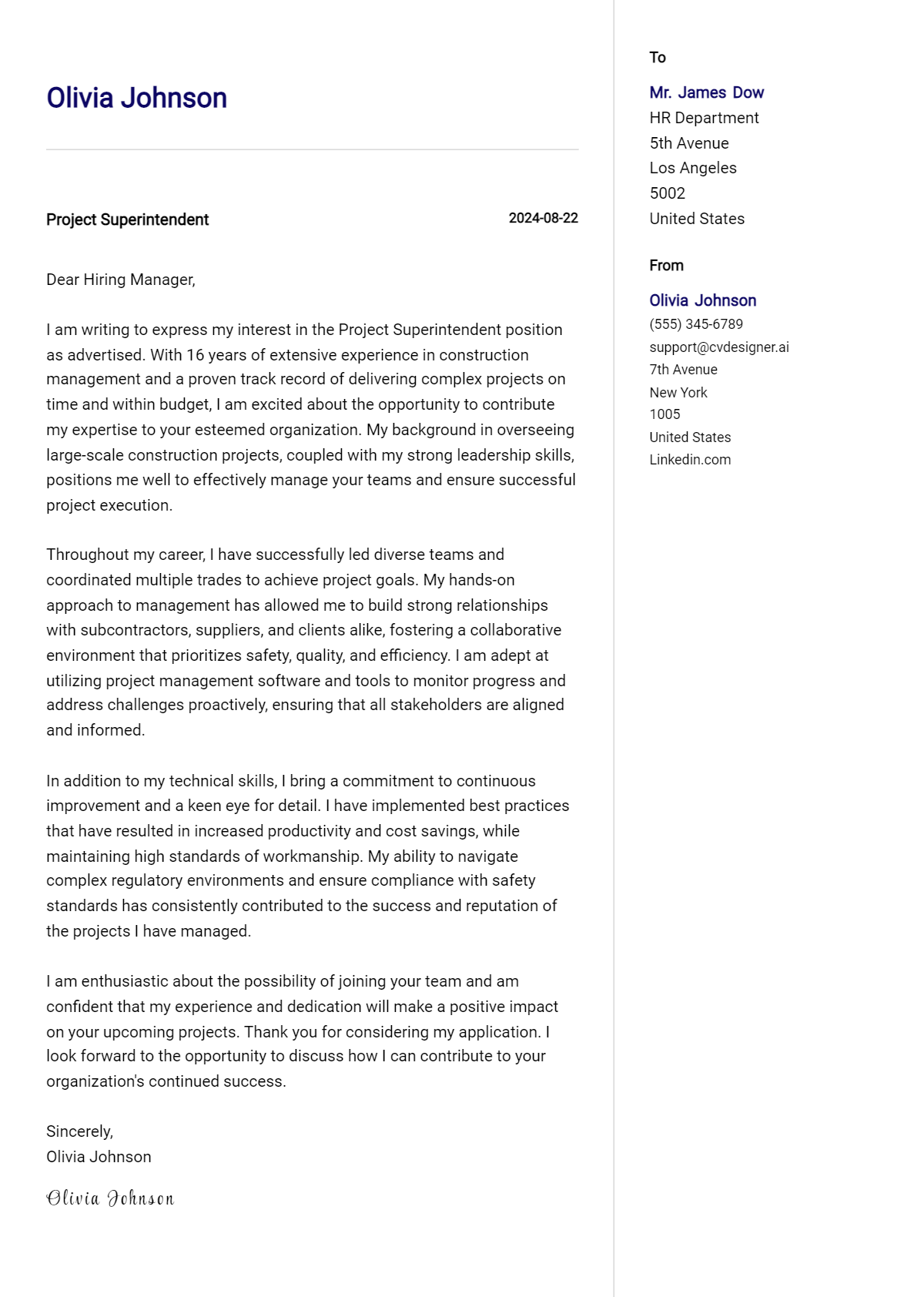 Project Superintendent Cover Letter Example for 2026: Free Templates Preview
