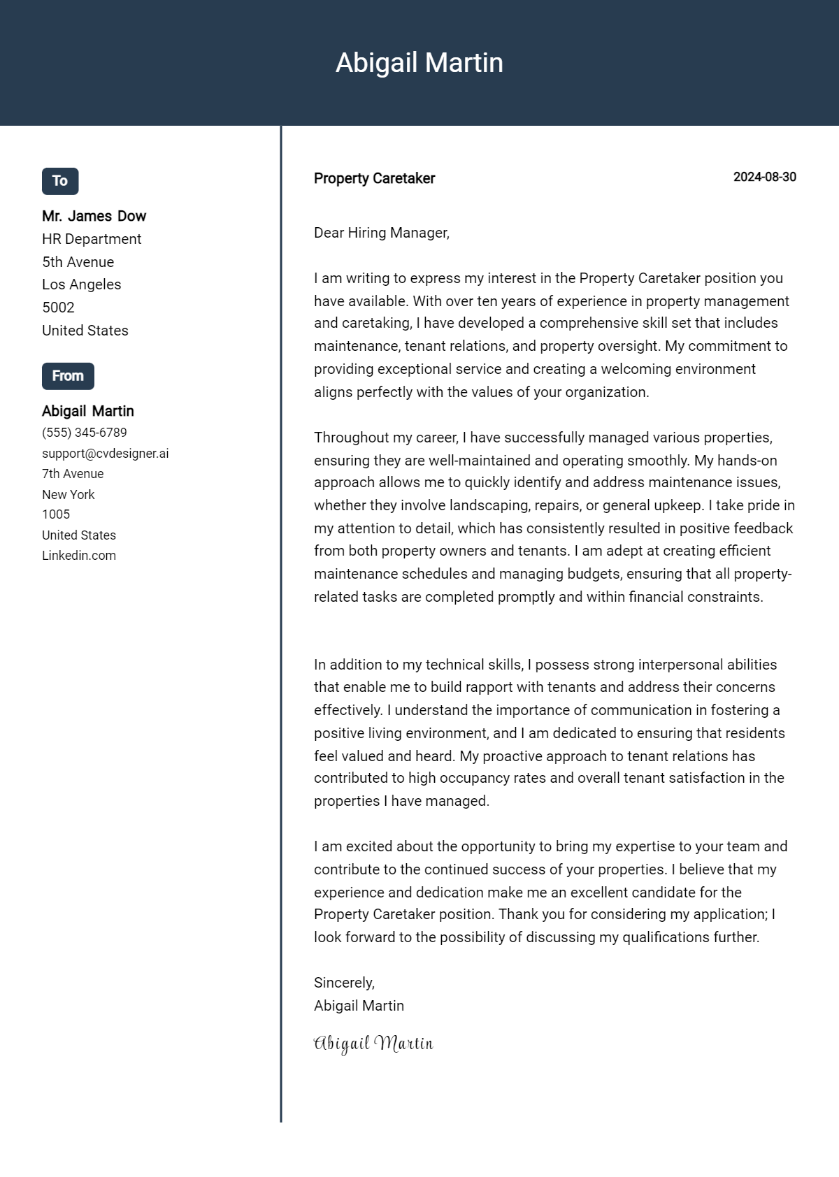 Property Caretaker Cover Letter Example for 2026: Expert Tips & Templates Preview