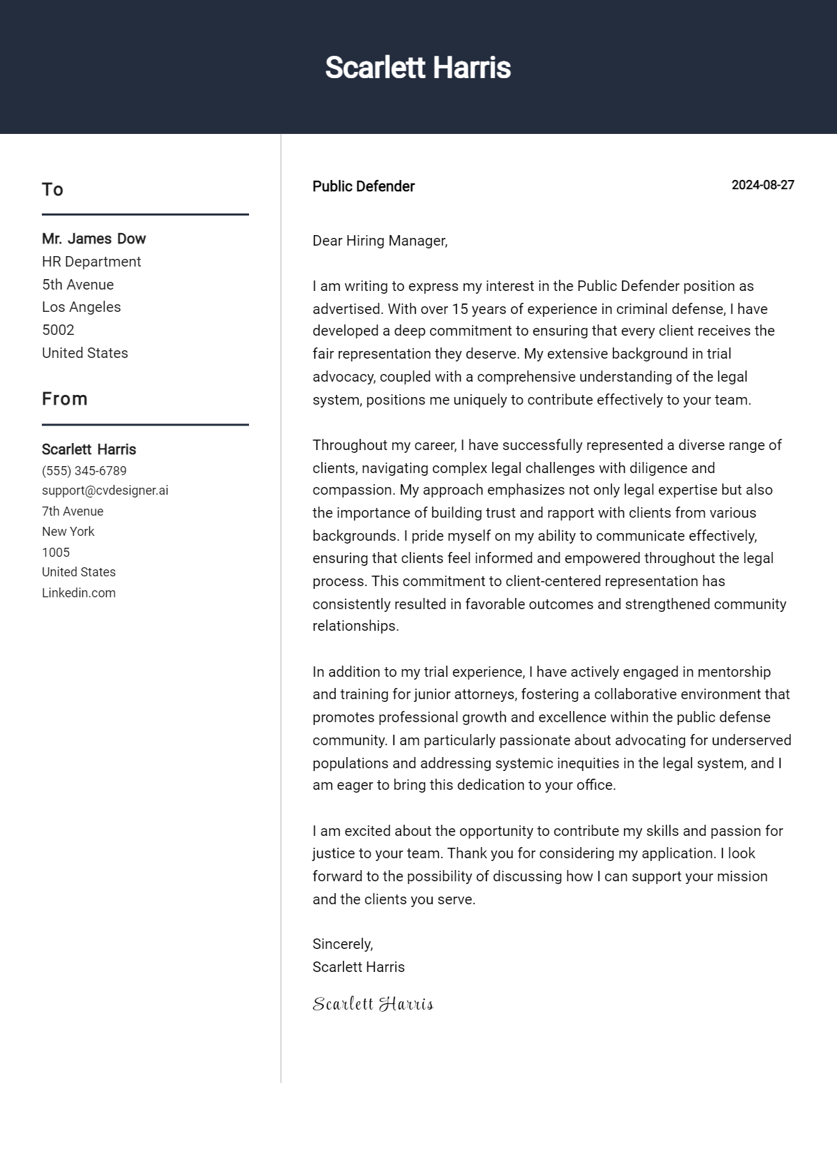 Public Defender Cover Letter Examples and Templates for 2026 Preview