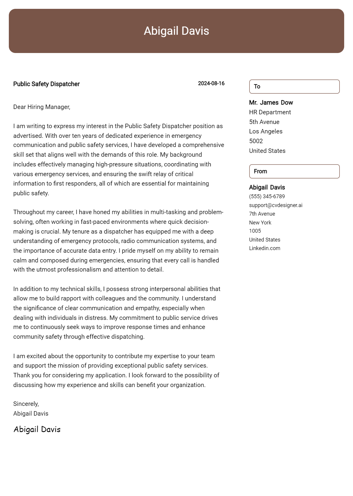 Public Safety Dispatcher Cover Letter Examples and Templates for 2026 Preview