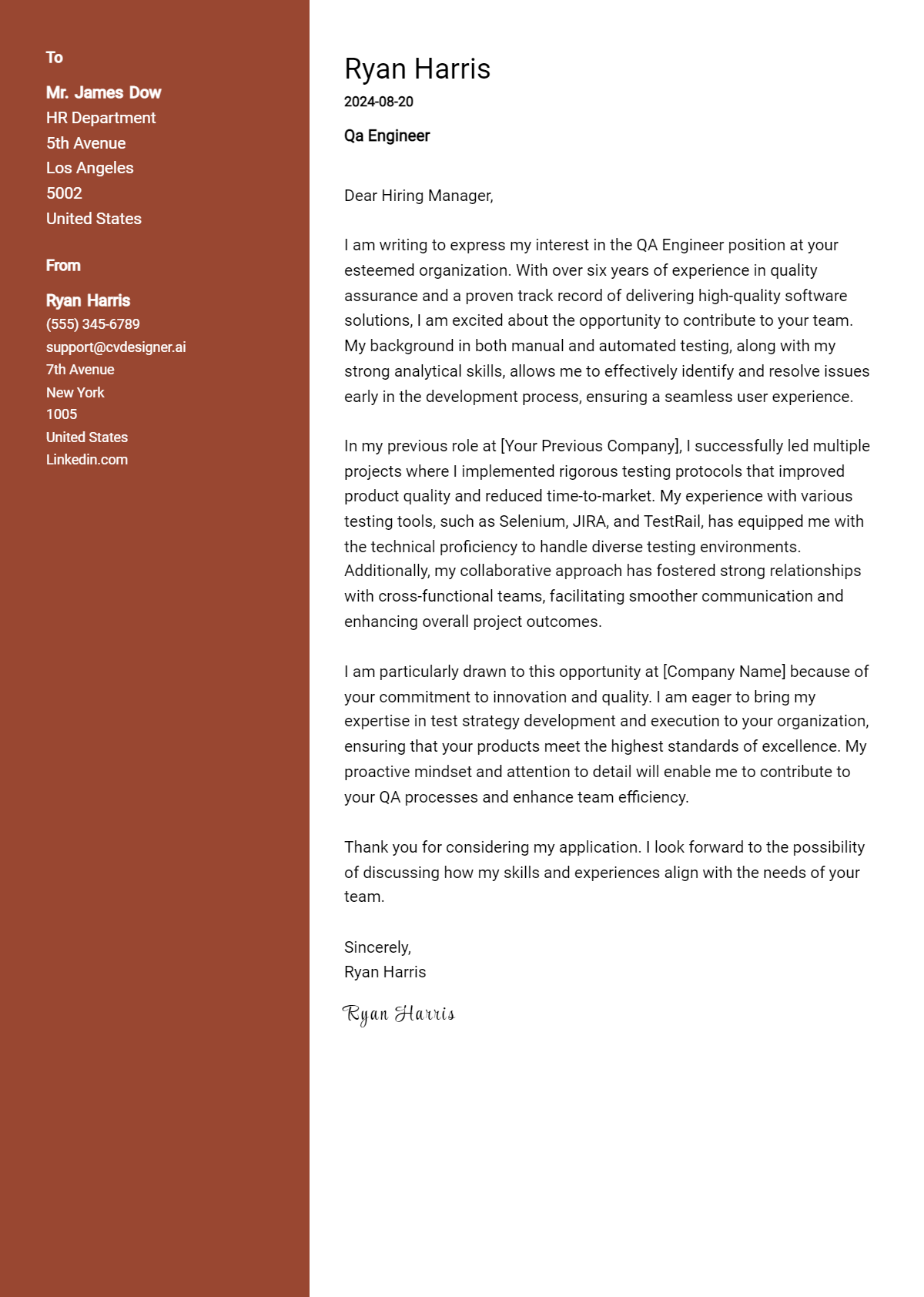 QA Engineer Cover Letter Example for 2026: Expert Tips & Templates Preview