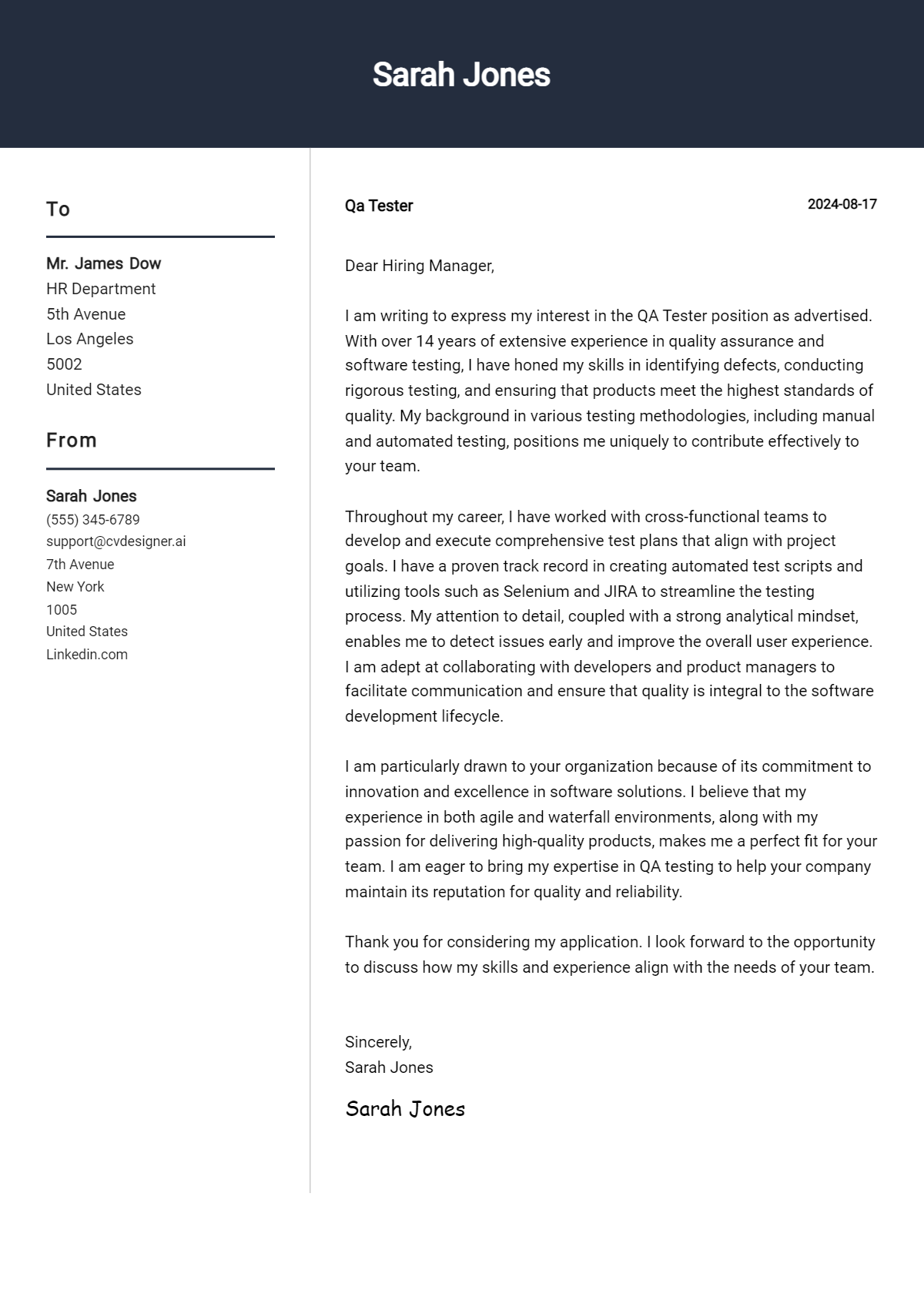 14 QA Tester Cover Letter Examples & Samples for 2026 Preview