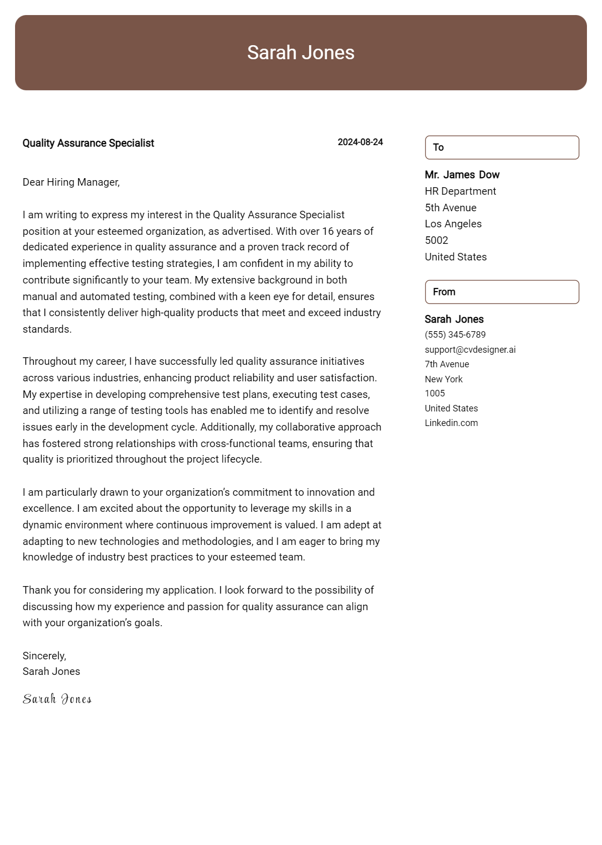 Quality Assurance Specialist Cover Letter Example for 2026: Expert Tips & Templates Preview