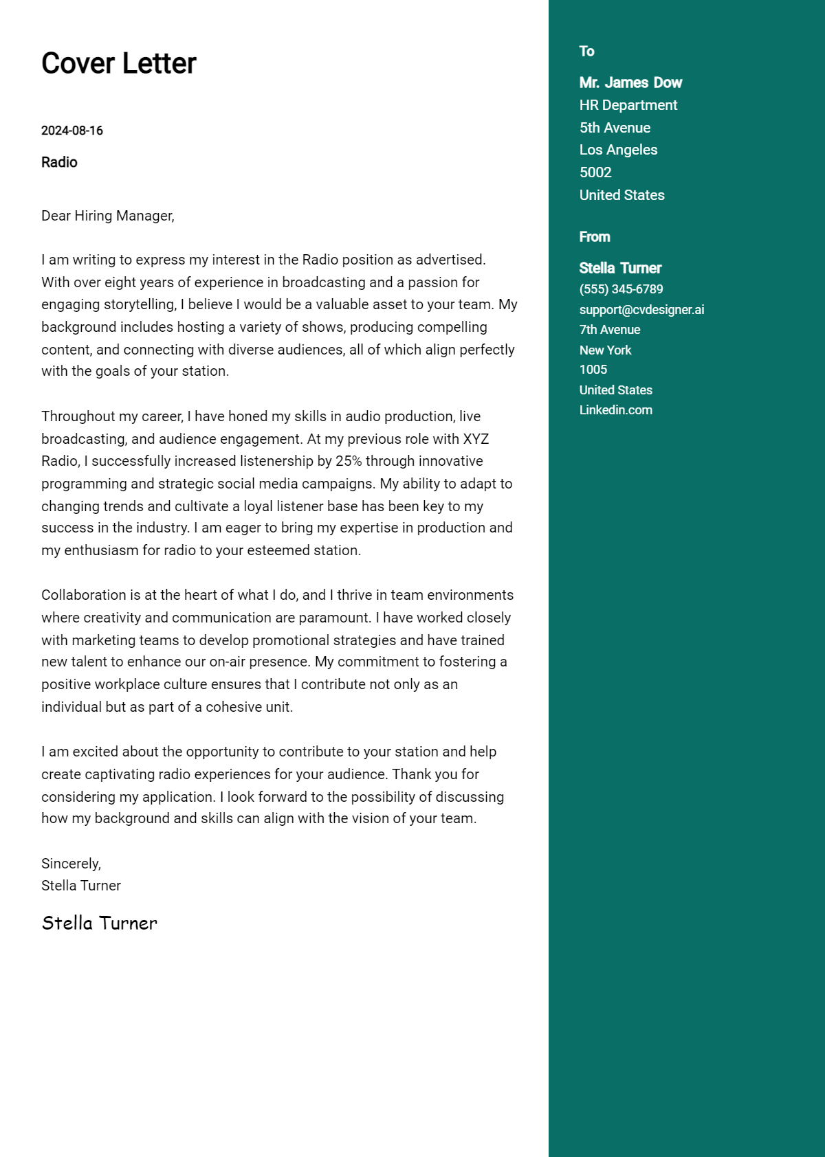 Radio Cover Letter Examples & Samples for 2026 Preview