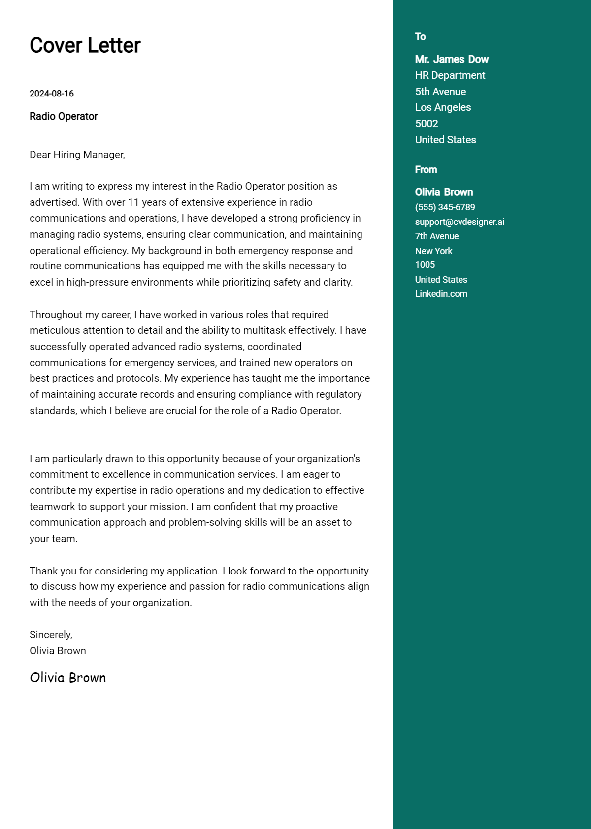 Radio Operator Cover Letter Example for 2026: Expert Tips & Templates Preview