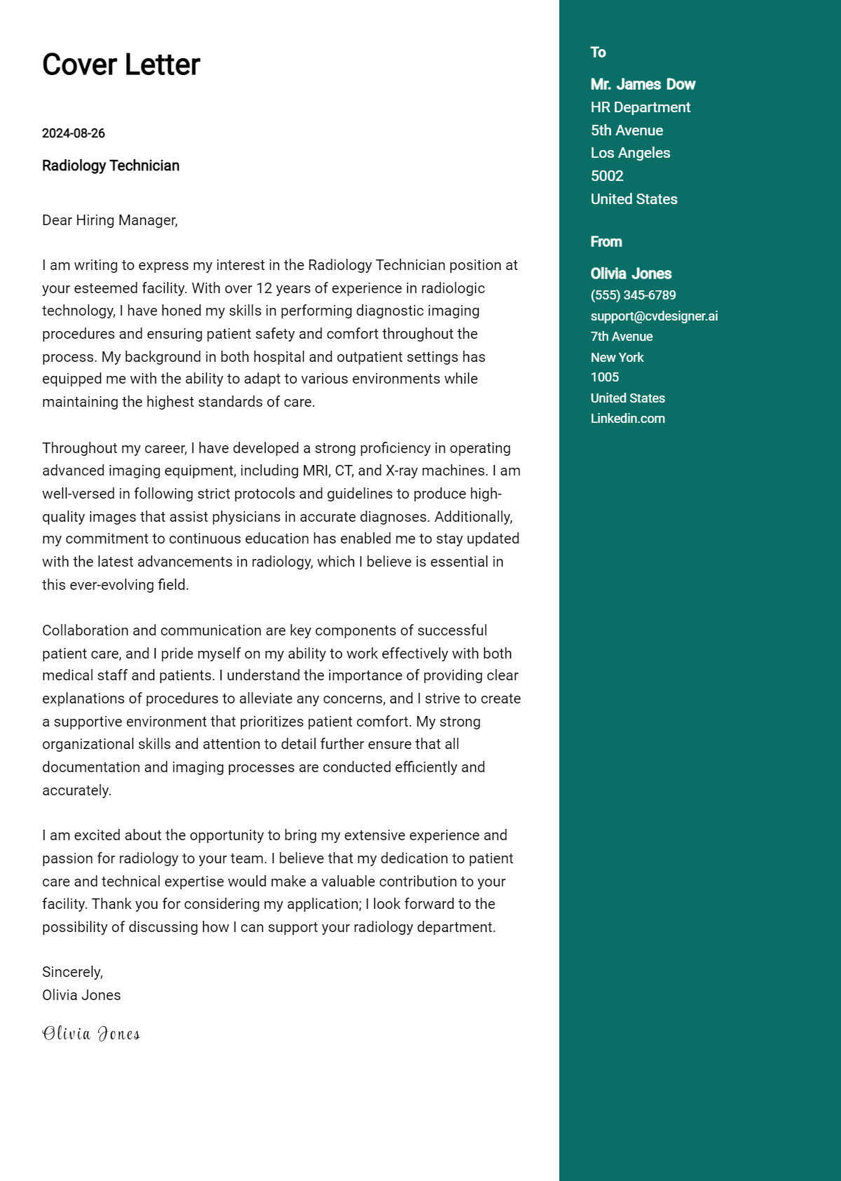 Radiology Technician Cover Letter Example for 2026: Ultimate Guide Preview
