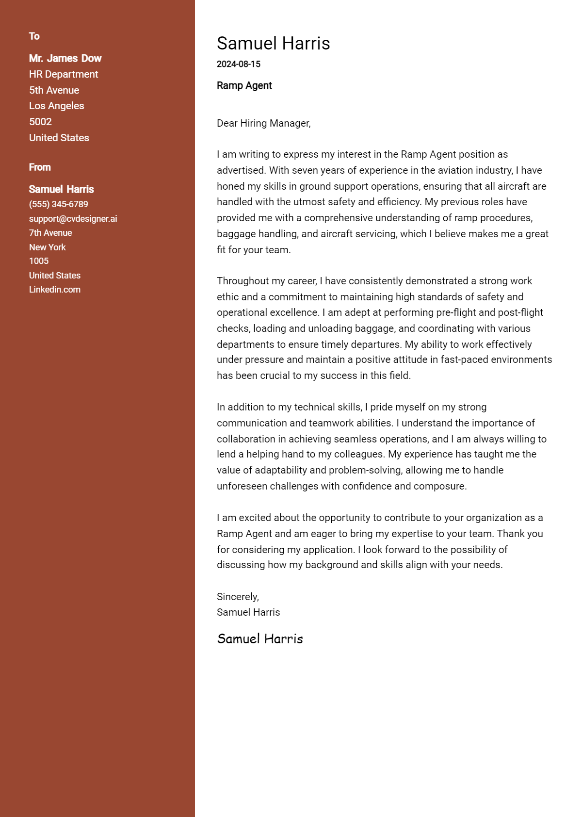 Ramp Agent Cover Letter Example for 2026: Expert Tips & Templates Preview
