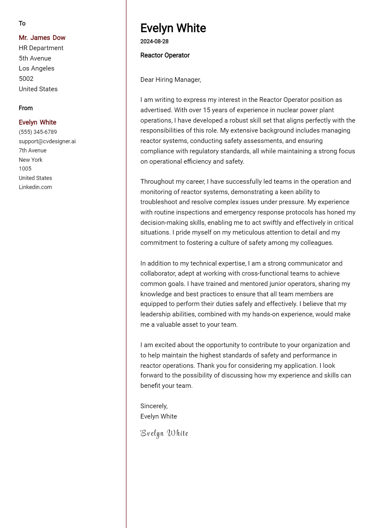 Reactor Operator Cover Letter Example for 2026: Expert Tips & Templates Preview