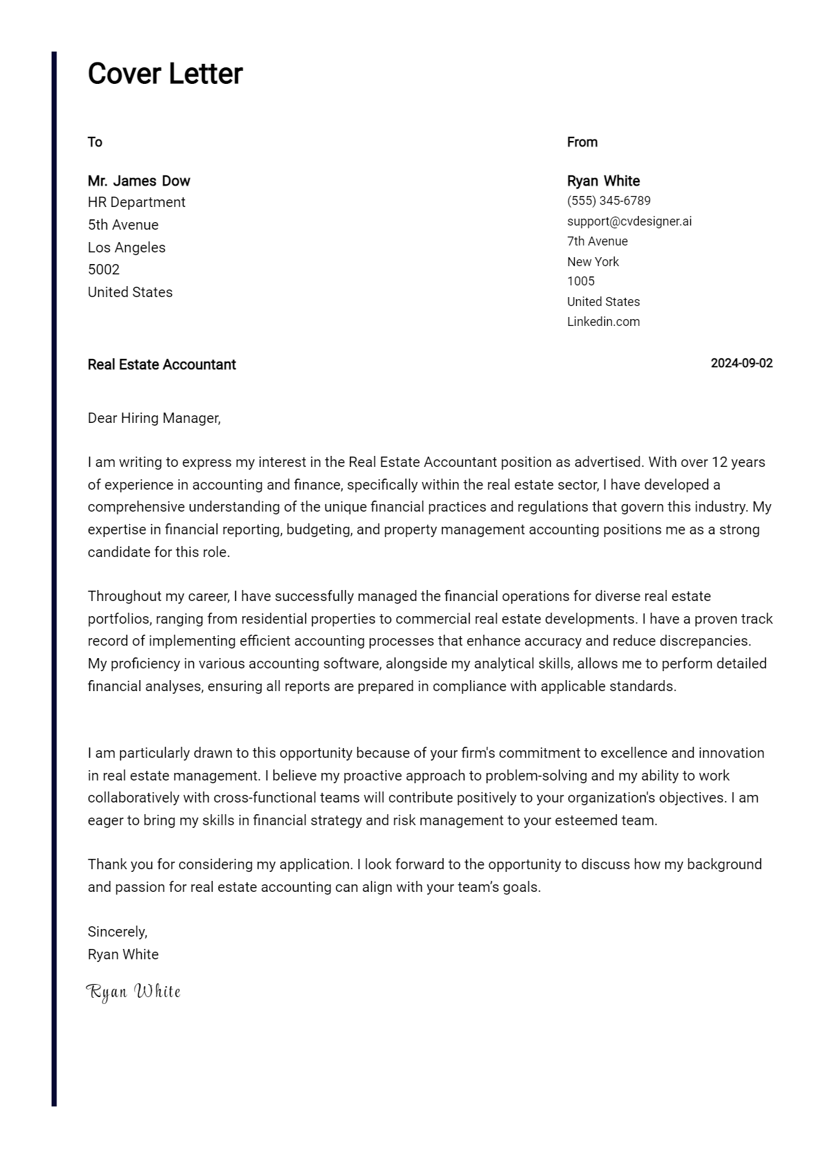 Real Estate Accountant Cover Letter Example for 2026: Proven Tips Preview