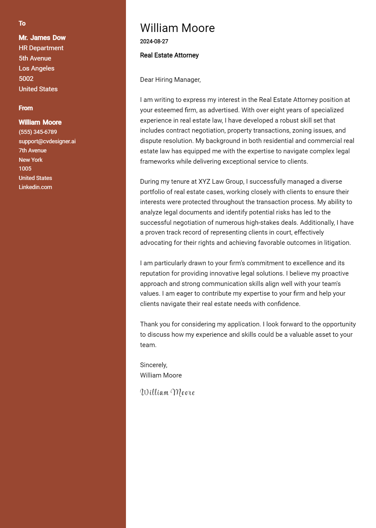 Real Estate Attorney Cover Letter Example for 2026 (Free Templates) Preview