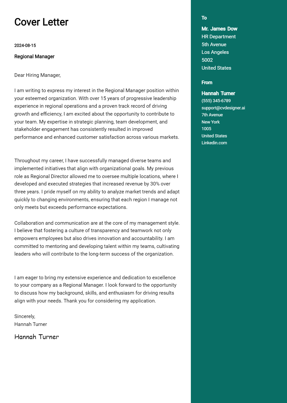 Regional Manager Cover Letter Example for 2026: Tips & Templates Preview