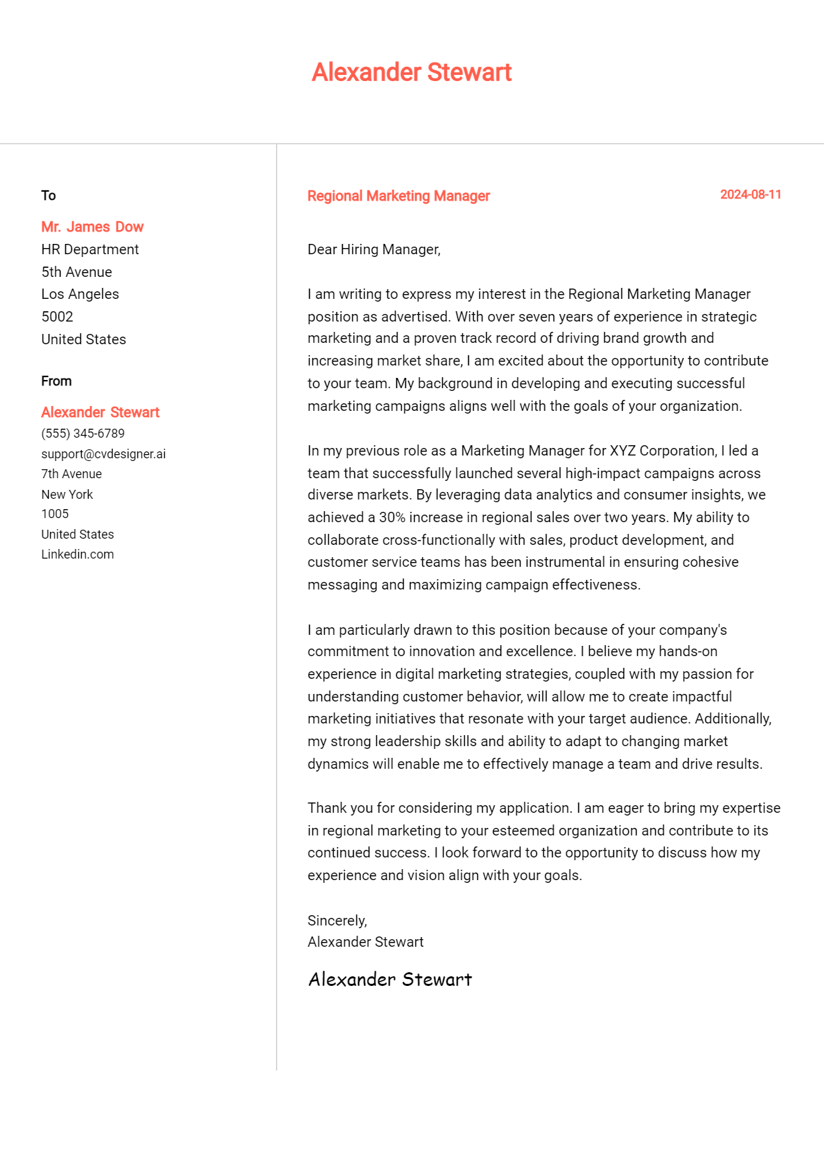 22 Regional Marketing Manager Cover Letter Examples for 2026 Preview