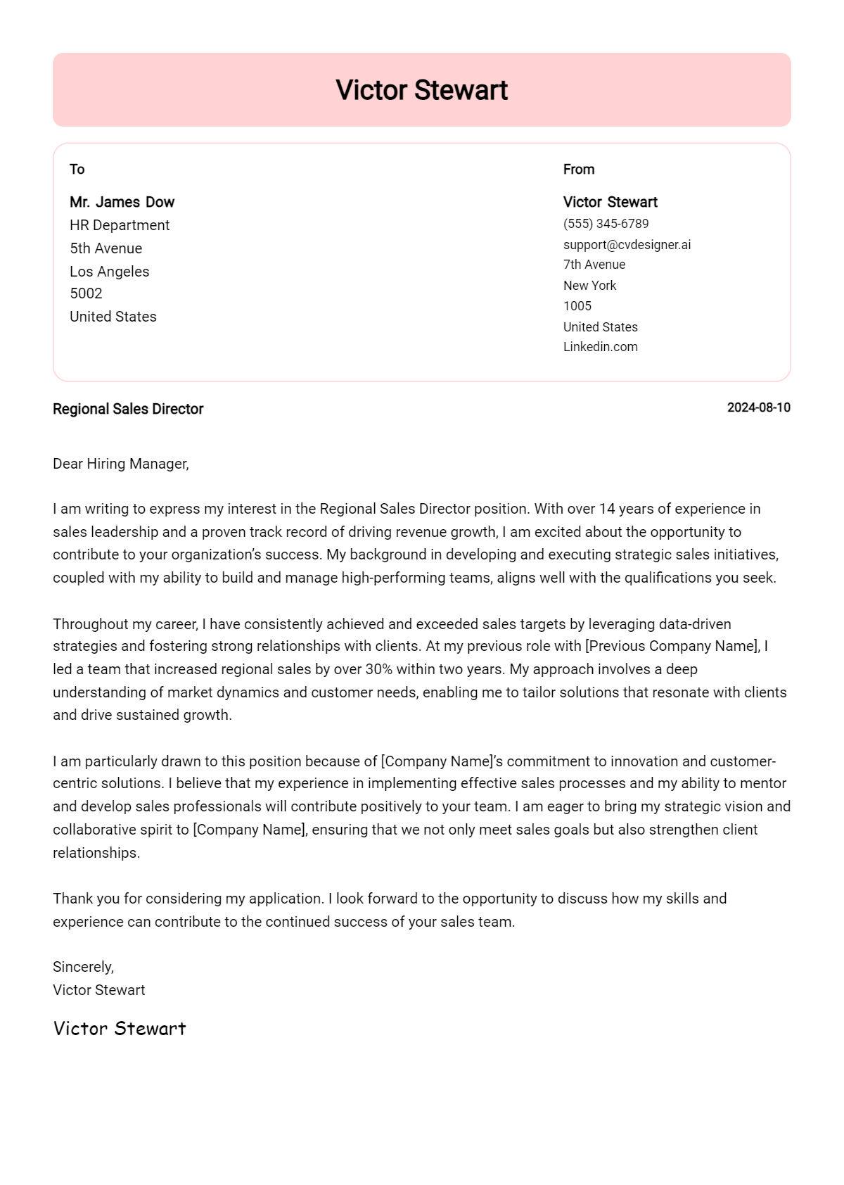 19 Regional Sales Director Cover Letter Examples for 2026: Top CV Skills Preview