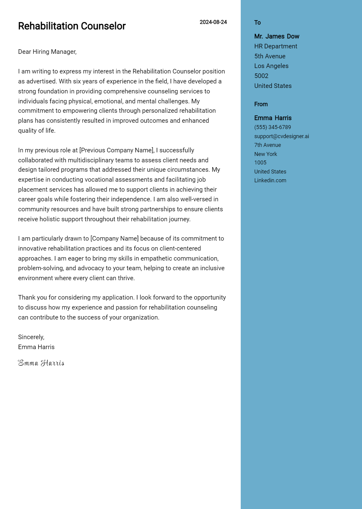 Rehabilitation Counselor Cover Letter Example for 2026: Tips & Templates Preview