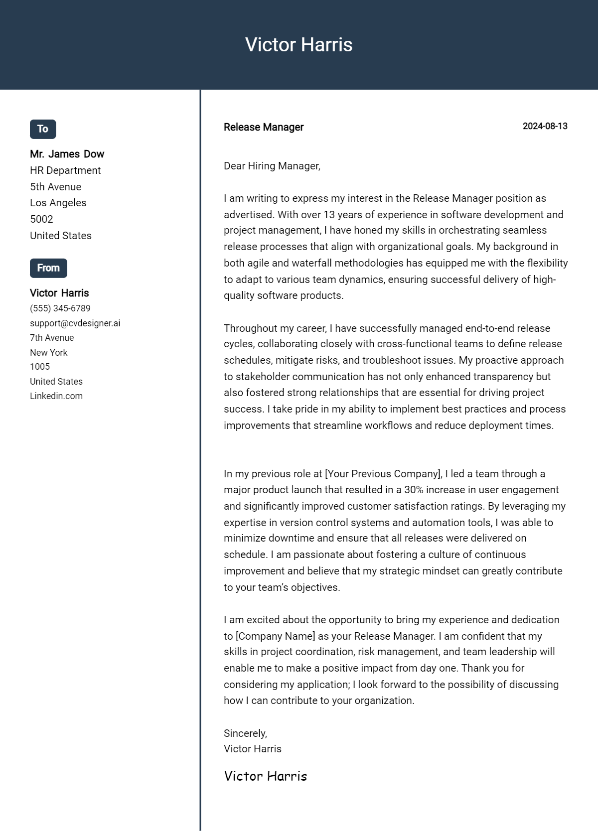 Release Manager Cover Letter Example for 2026: Expert Tips & Templates Preview