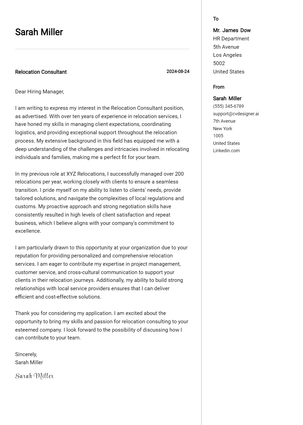 Relocation Consultant Cover Letter Examples with Writing Tips for 2026 Preview