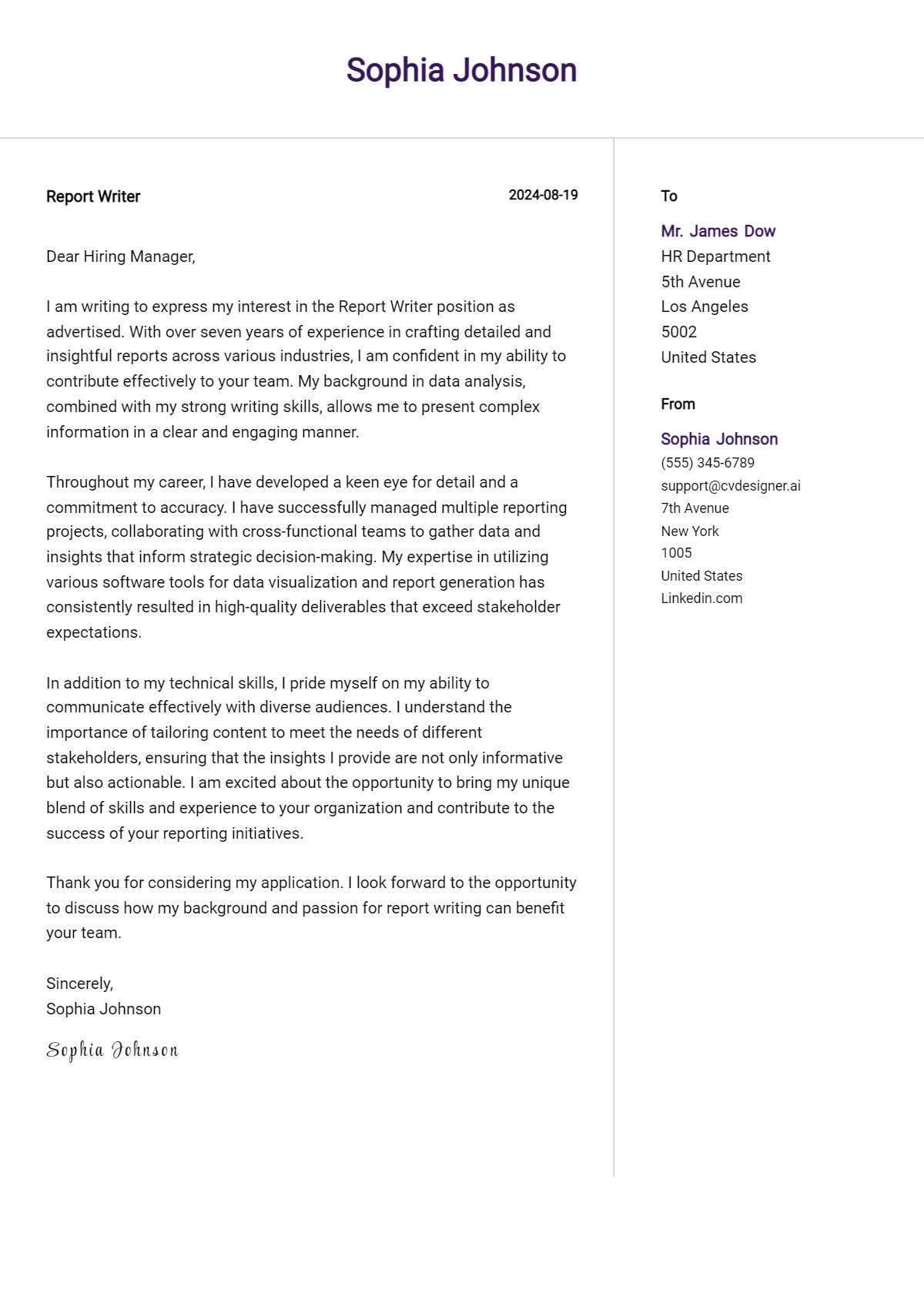 Report Writer Cover Letter Example for 2026: Ultimate Guide Preview
