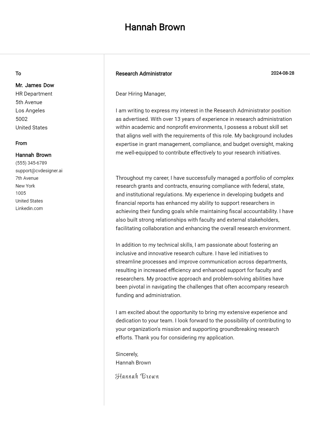 17 Research Administrator Cover Letter Examples with Writing Tips for 2026 Preview