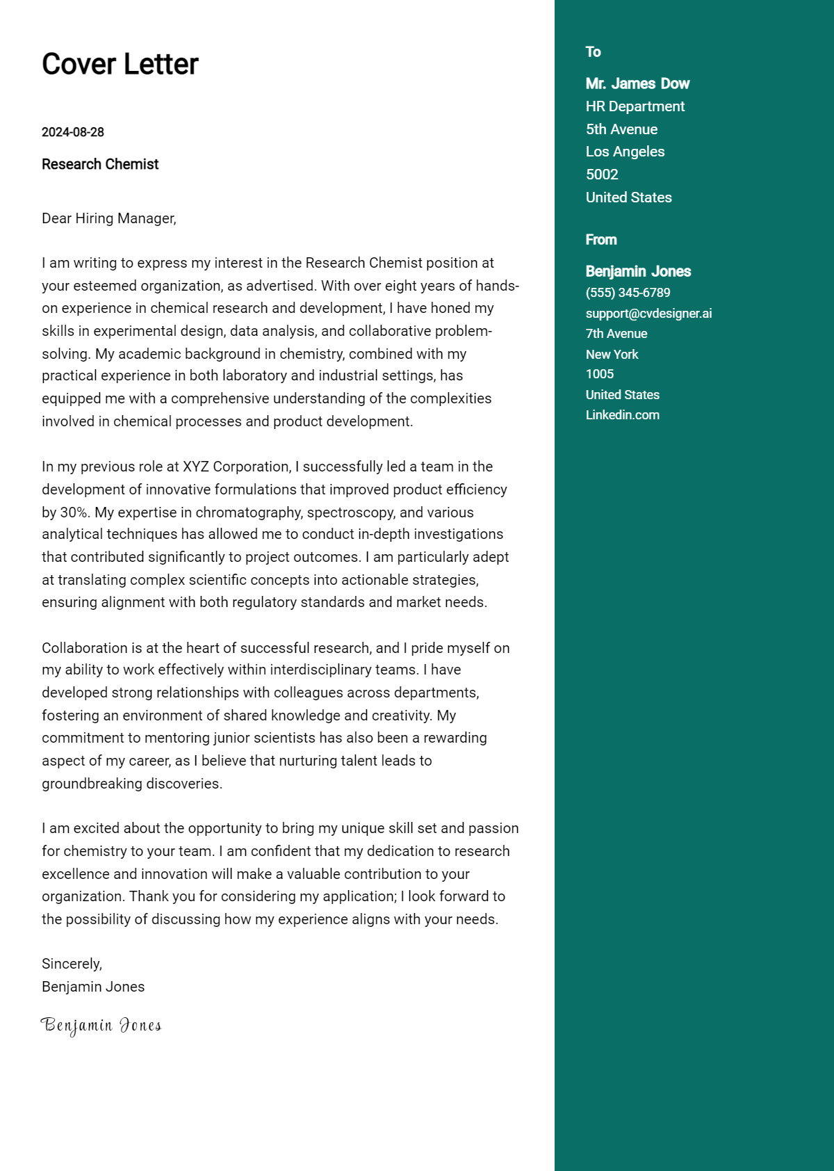 Research Chemist Cover Letter Example for 2026: Proven Tips Preview