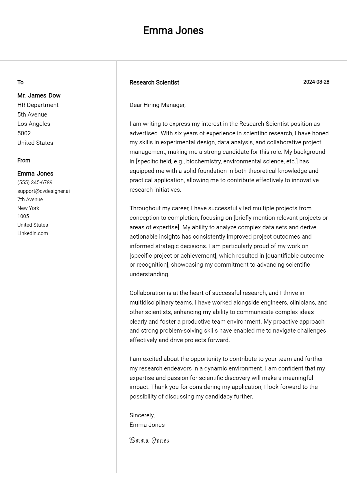 16 Research Scientist Cover Letter Samples & Examples 2026 Preview