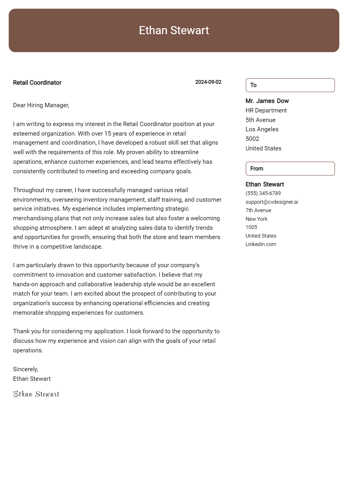 14 Retail Coordinator Cover Letter Examples for 2026: Tips & Templates Preview