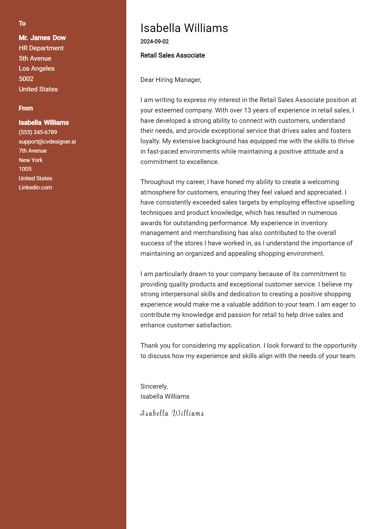 16 Retail Sales Associate Cover Letter Examples for 2026 (Download Templates) Preview