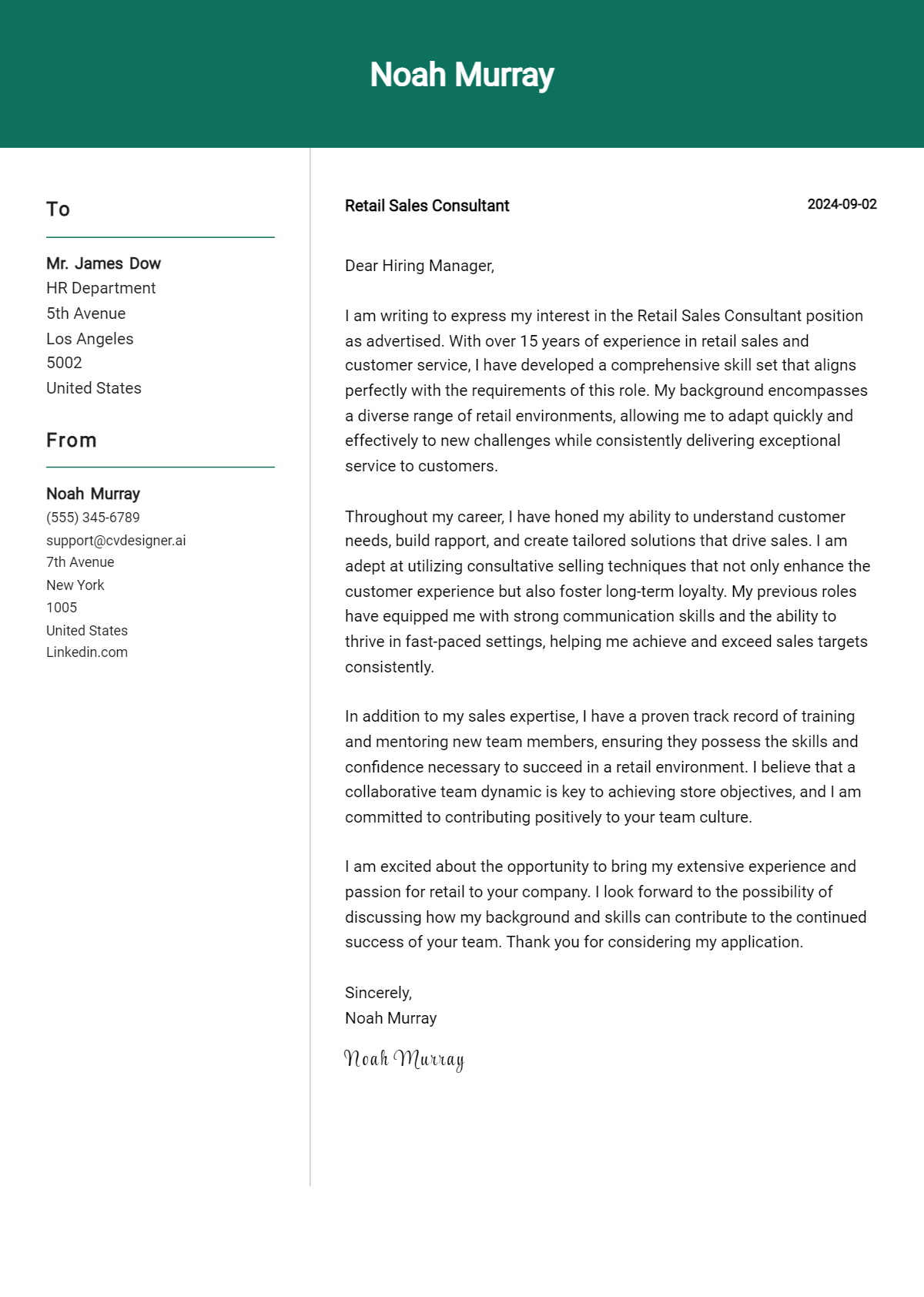 19 Retail Sales Consultant Cover Letter Examples for 2026 Preview