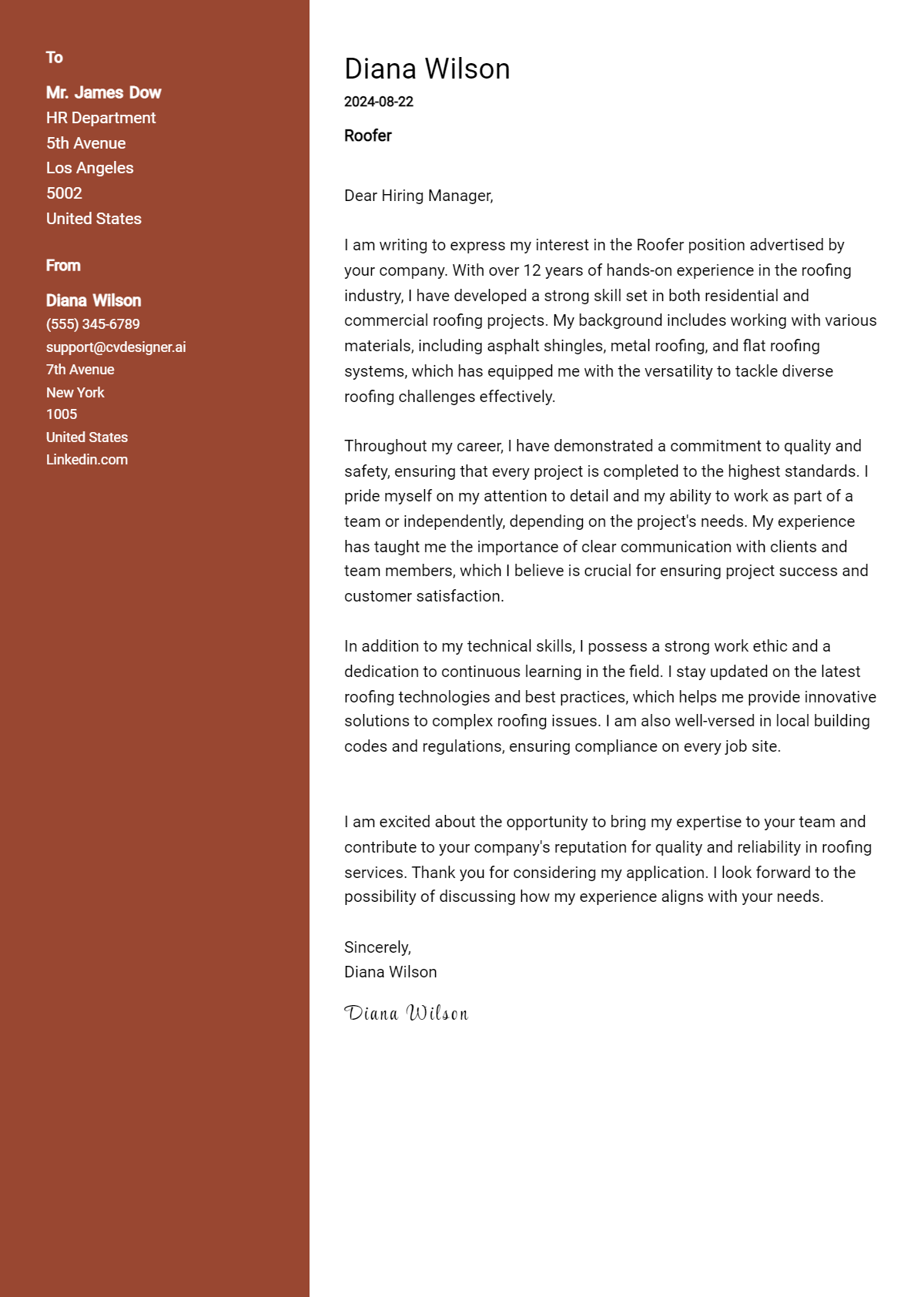 Roofer Cover Letter Example for 2026 (Download Templates) Preview