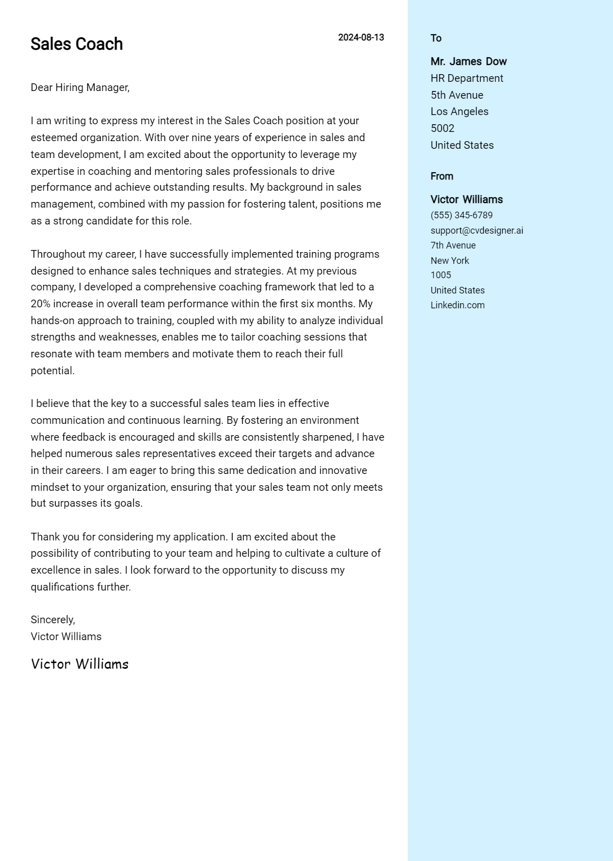 Sales Coach Cover Letter Examples and Templates for 2026 Preview