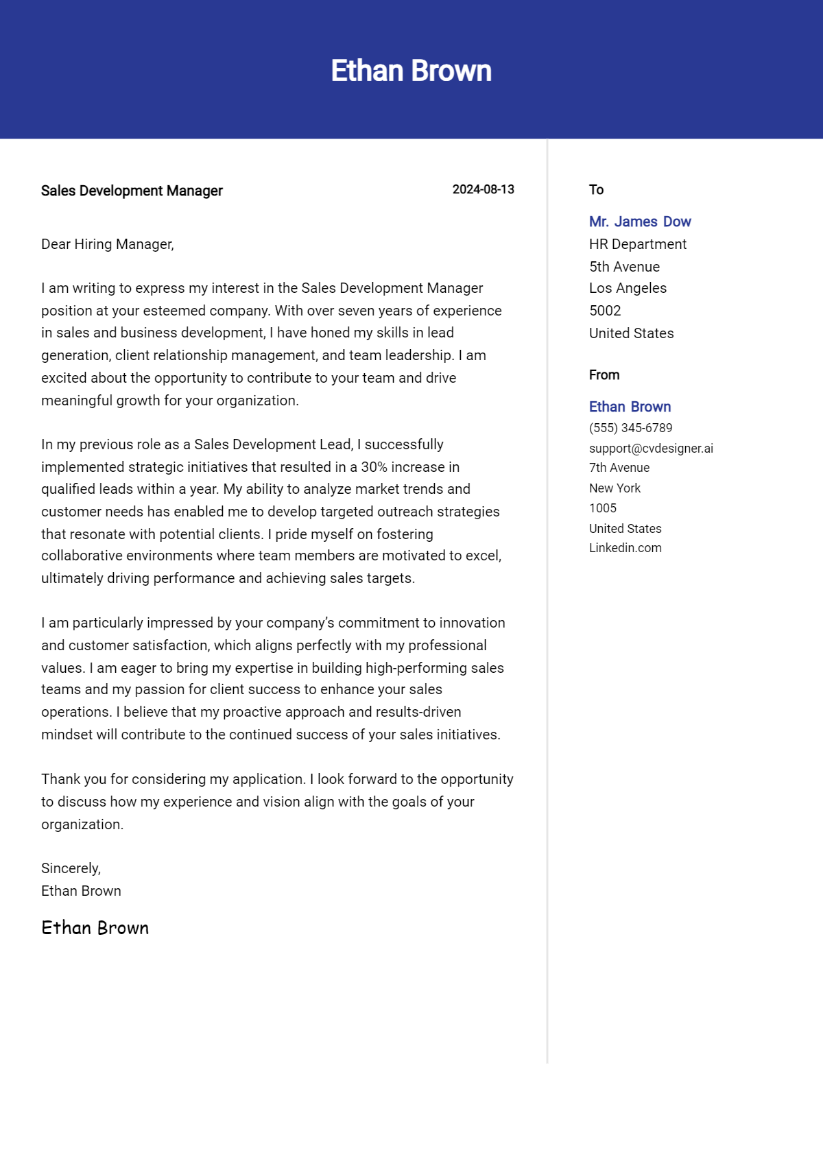 27 Sales Development Manager Cover Letter Examples for 2026 (Free Templates) Preview