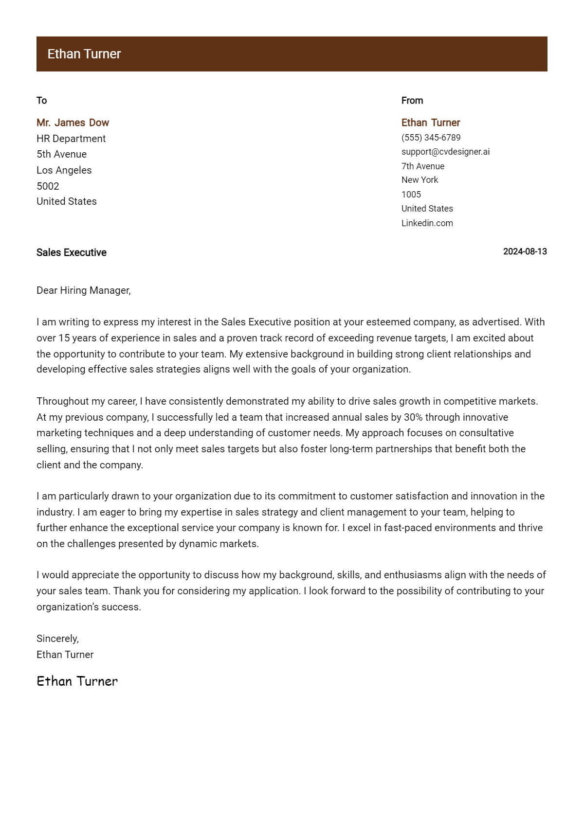 17 Sales Executive Cover Letter Examples & Samples for 2026 Preview