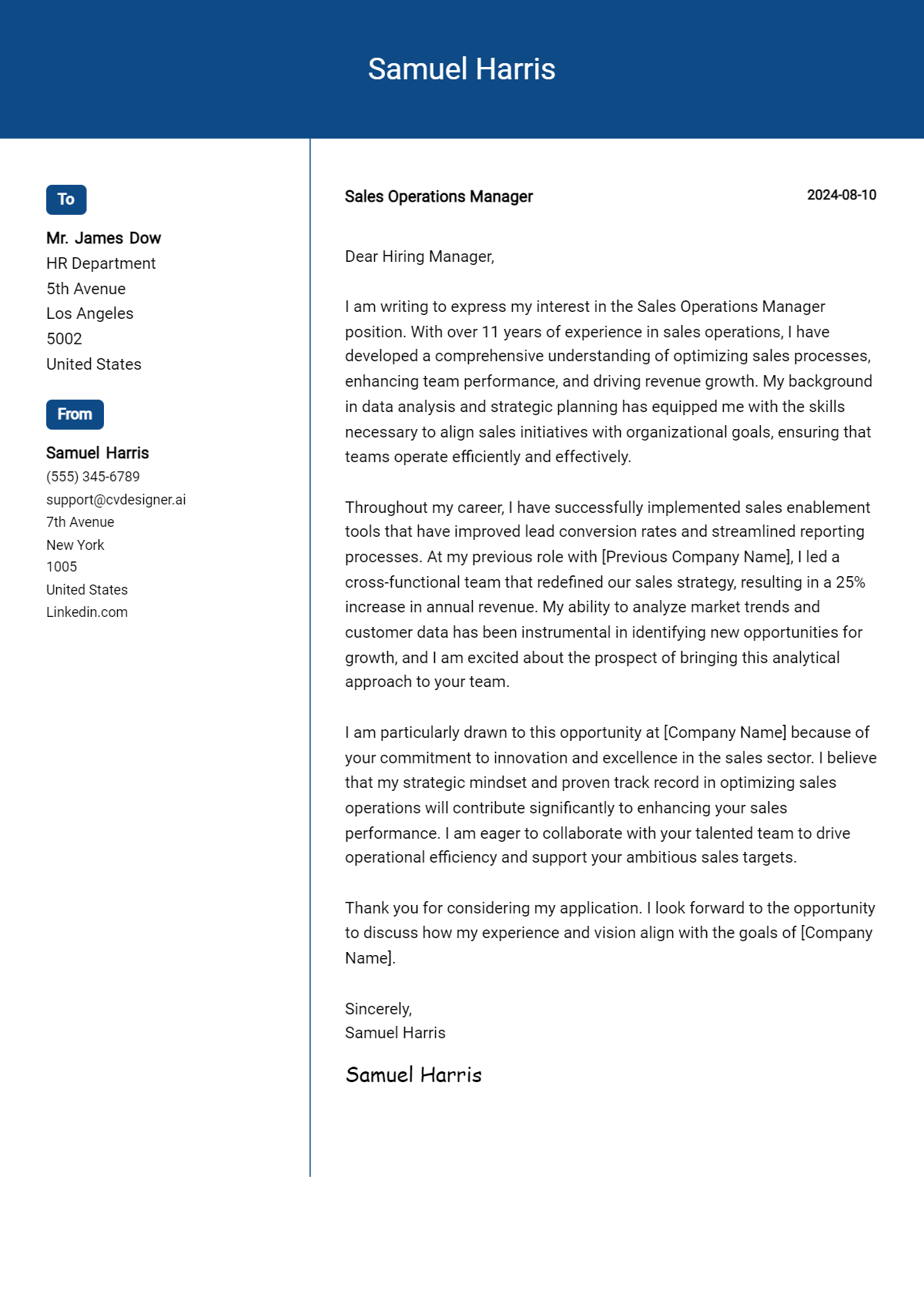 14 Sales Operations Manager Cover Letter Examples & Samples for 2026 Preview