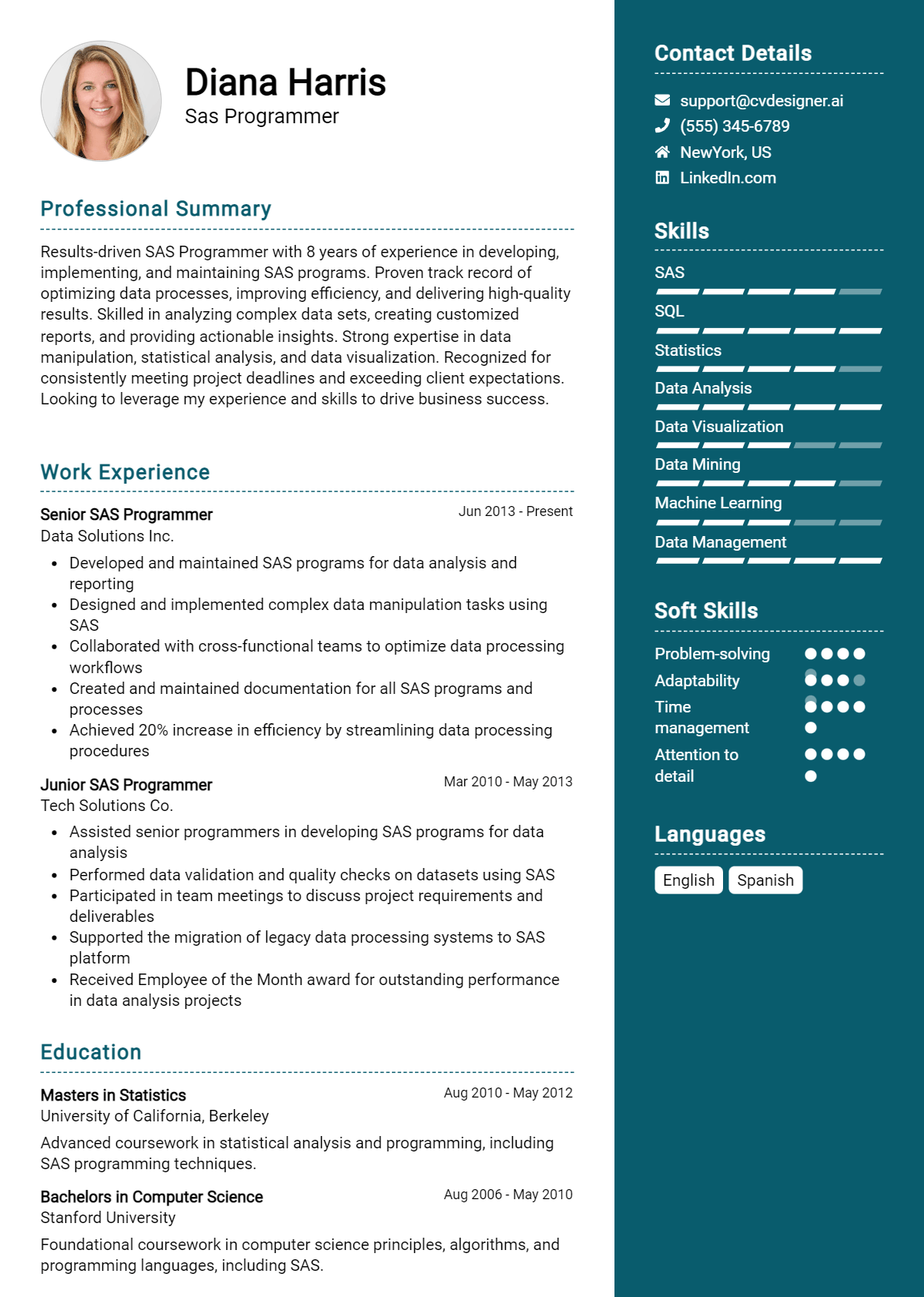 Sas Programmer Resume Example for 2026: Free Samples Preview