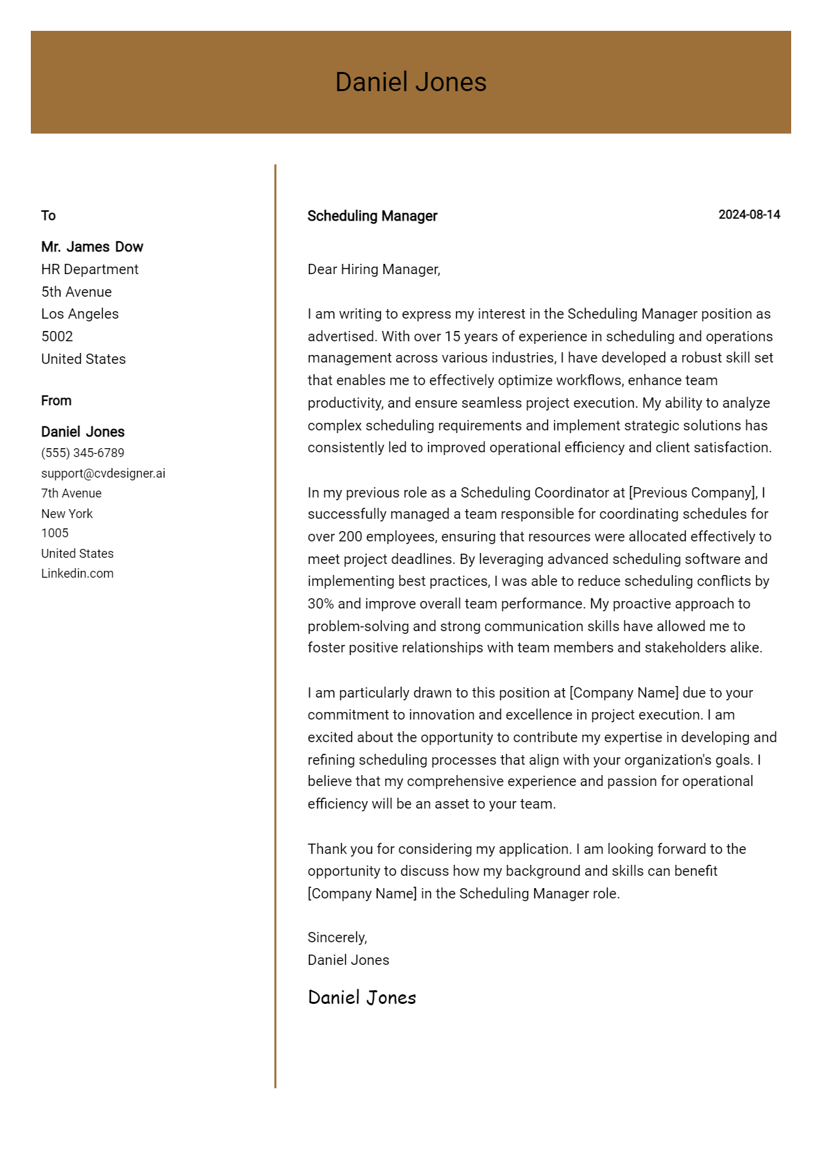 Scheduling Manager Cover Letter Example for 2026: Tips & Templates Preview