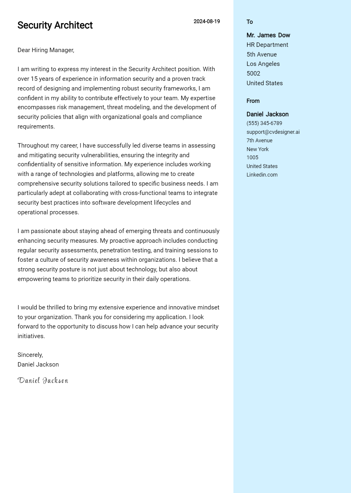 Security Architect Cover Letter Example for 2026: Expert Tips & Templates Preview