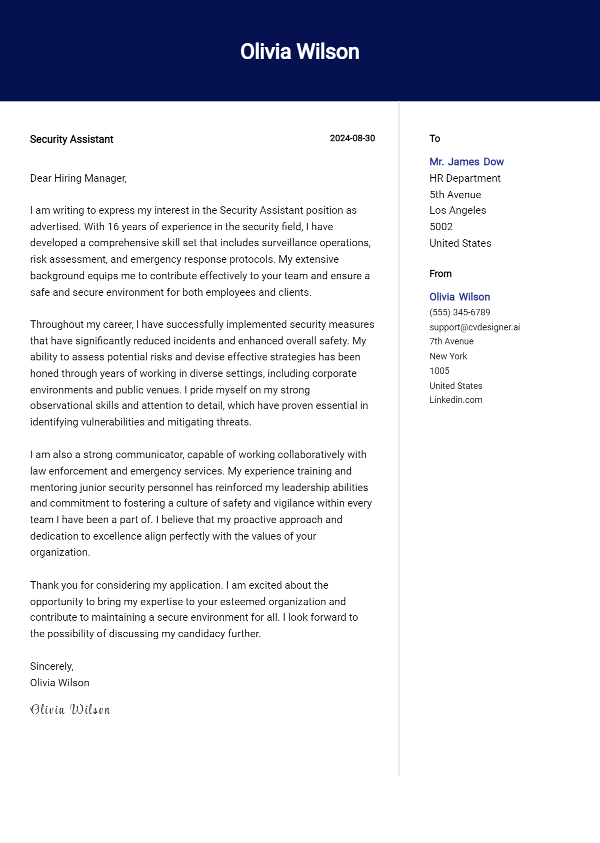 Security Assistant Cover Letter Example for 2026: Expert Tips & Templates Preview