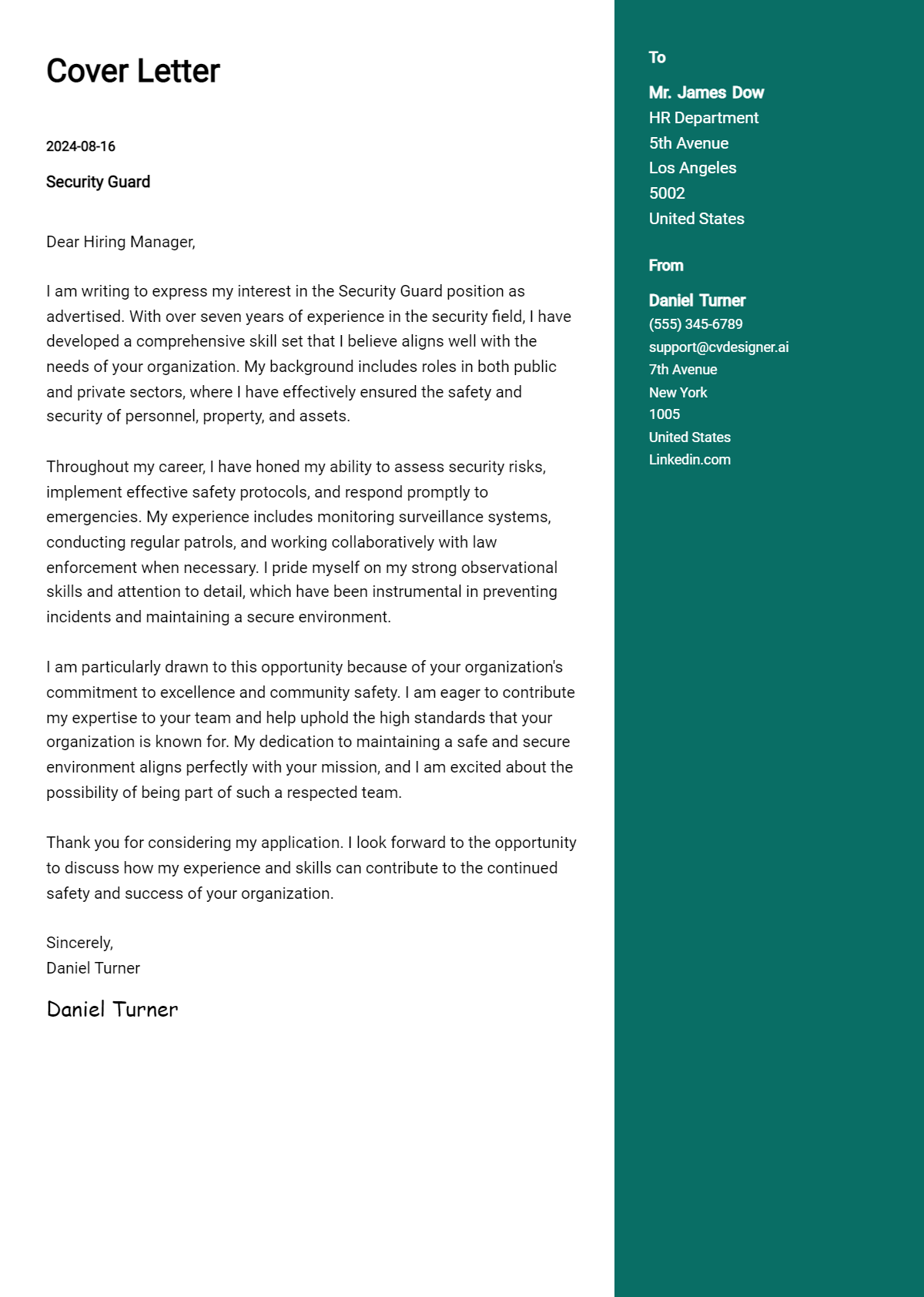 Security Guard Cover Letter Examples with Writing Tips for 2026 Preview