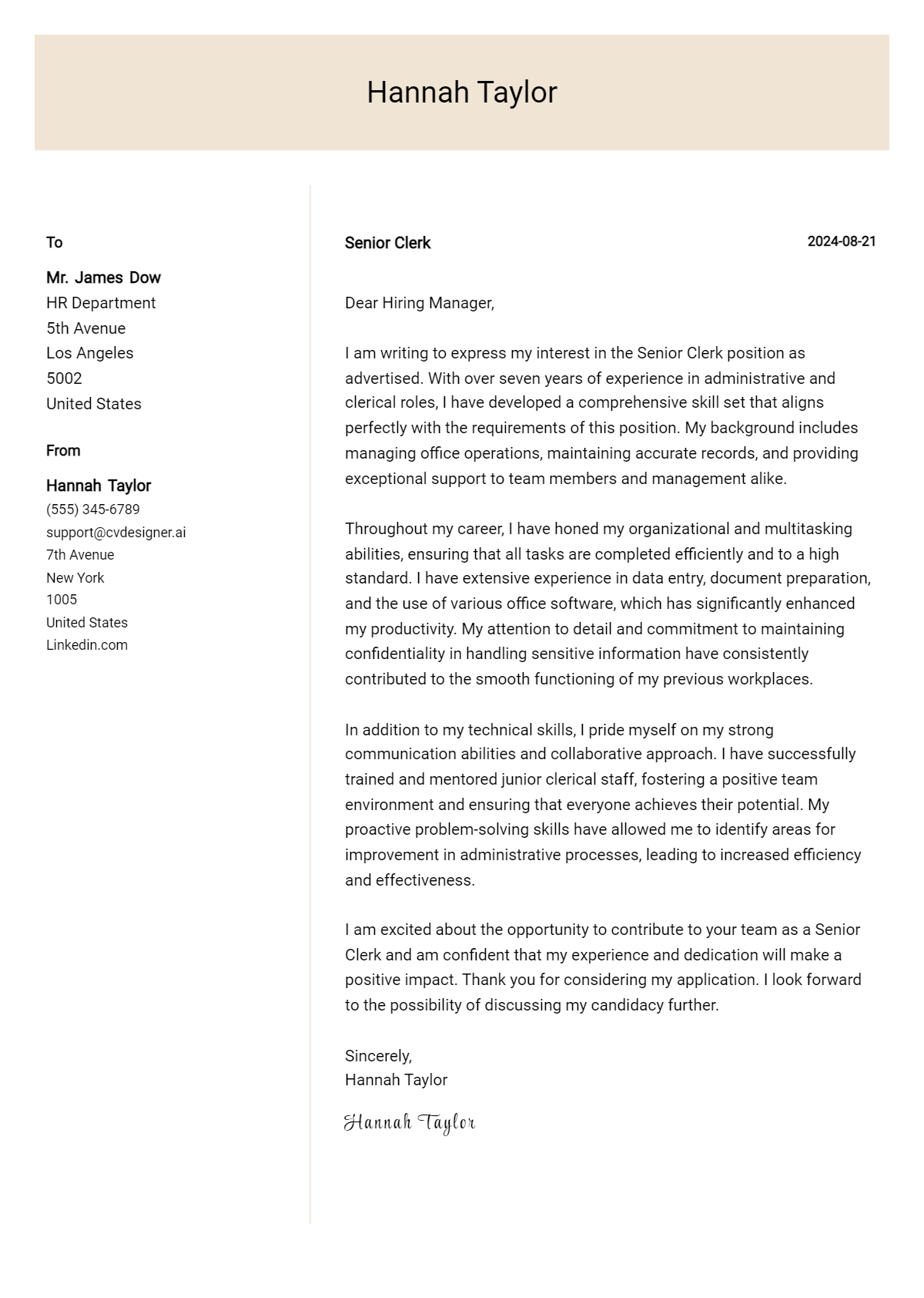 19 Senior Clerk Cover Letter Examples for 2026 (Complete Writing Guide) Preview