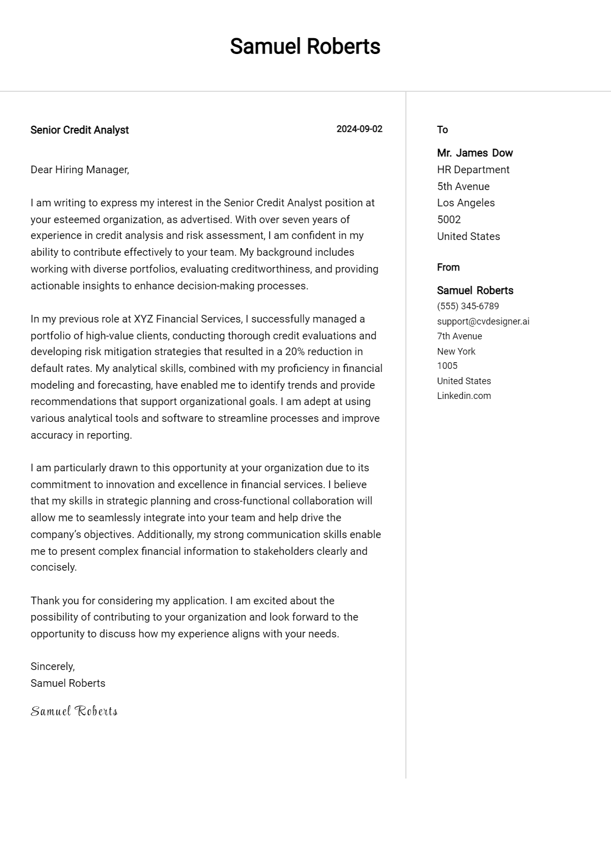 14 Senior Credit Analyst Cover Letter Examples for 2026 (Download Templates) Preview