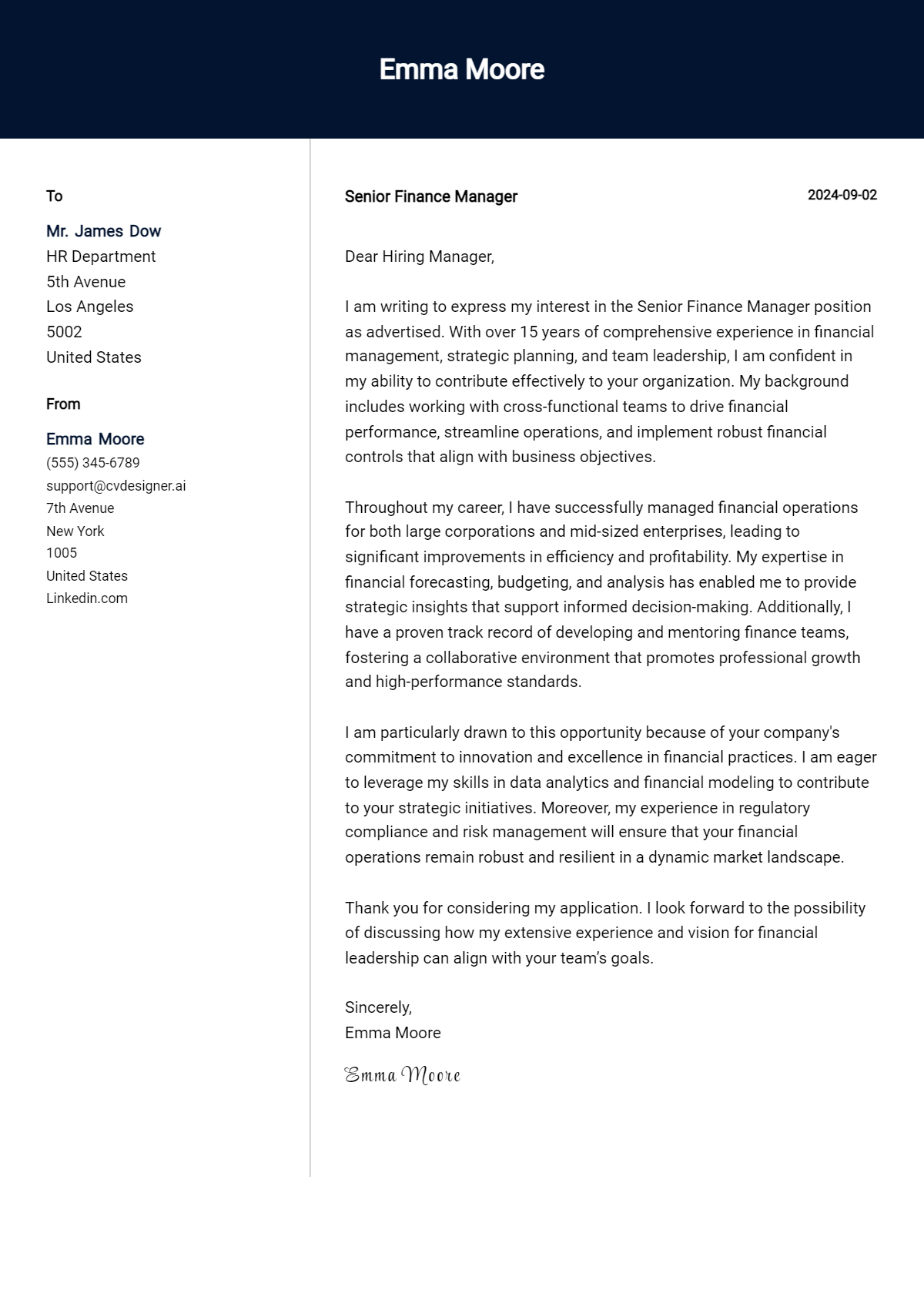 7 Senior Finance Manager Cover Letter Examples for 2026: Expert Tips & Templates Preview