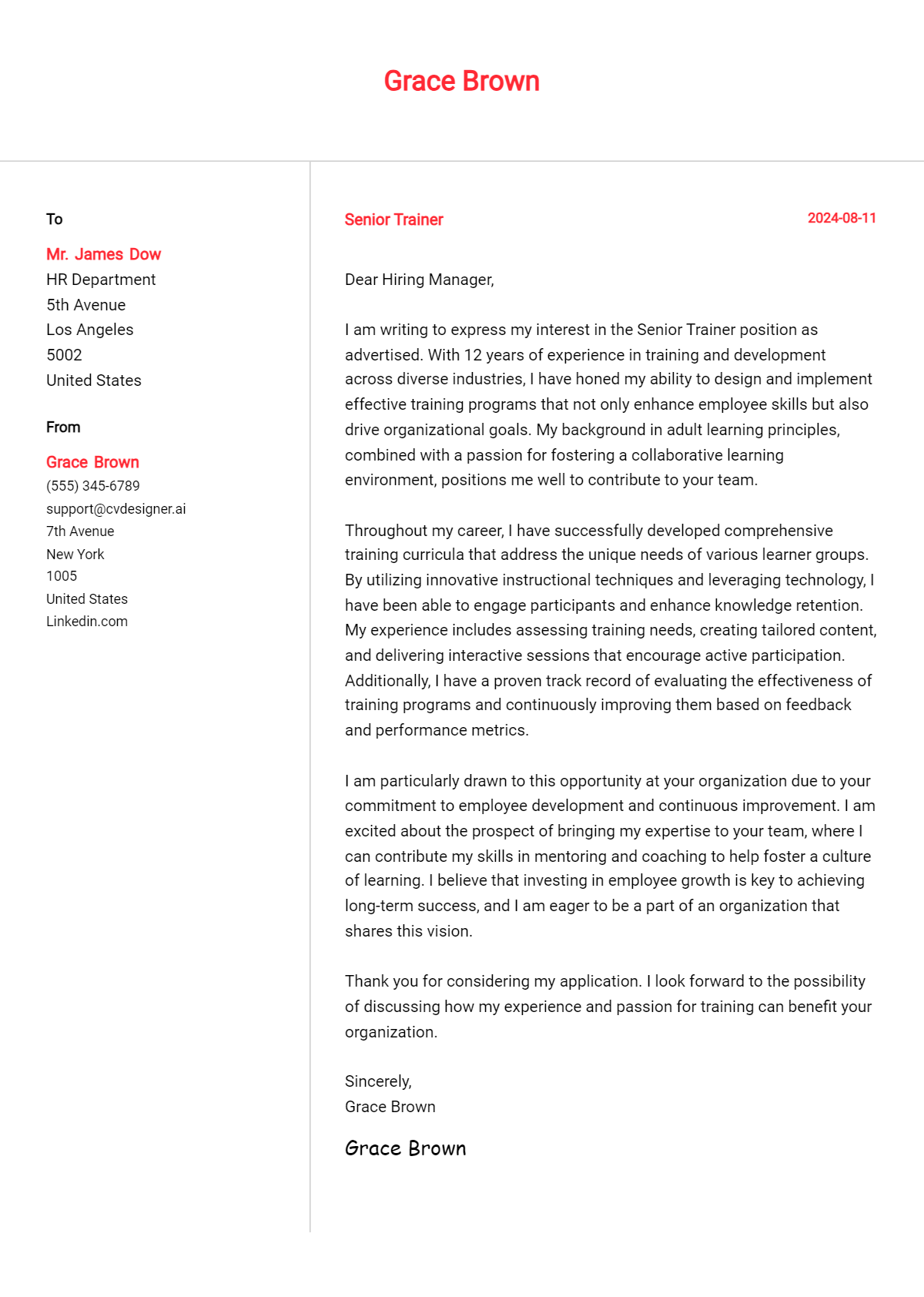 12 Senior Trainer Cover Letter Example for 2026: Ultimate Guide Preview