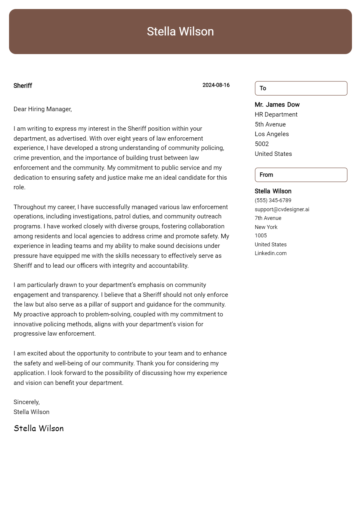 Sheriff Cover Letter Example for 2026 (Free Templates) Preview